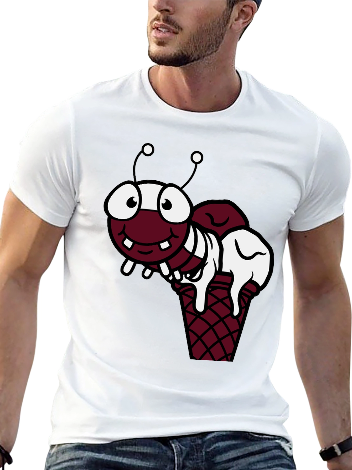 Cartoon Ant Ice Cream Graphic T-Shirt