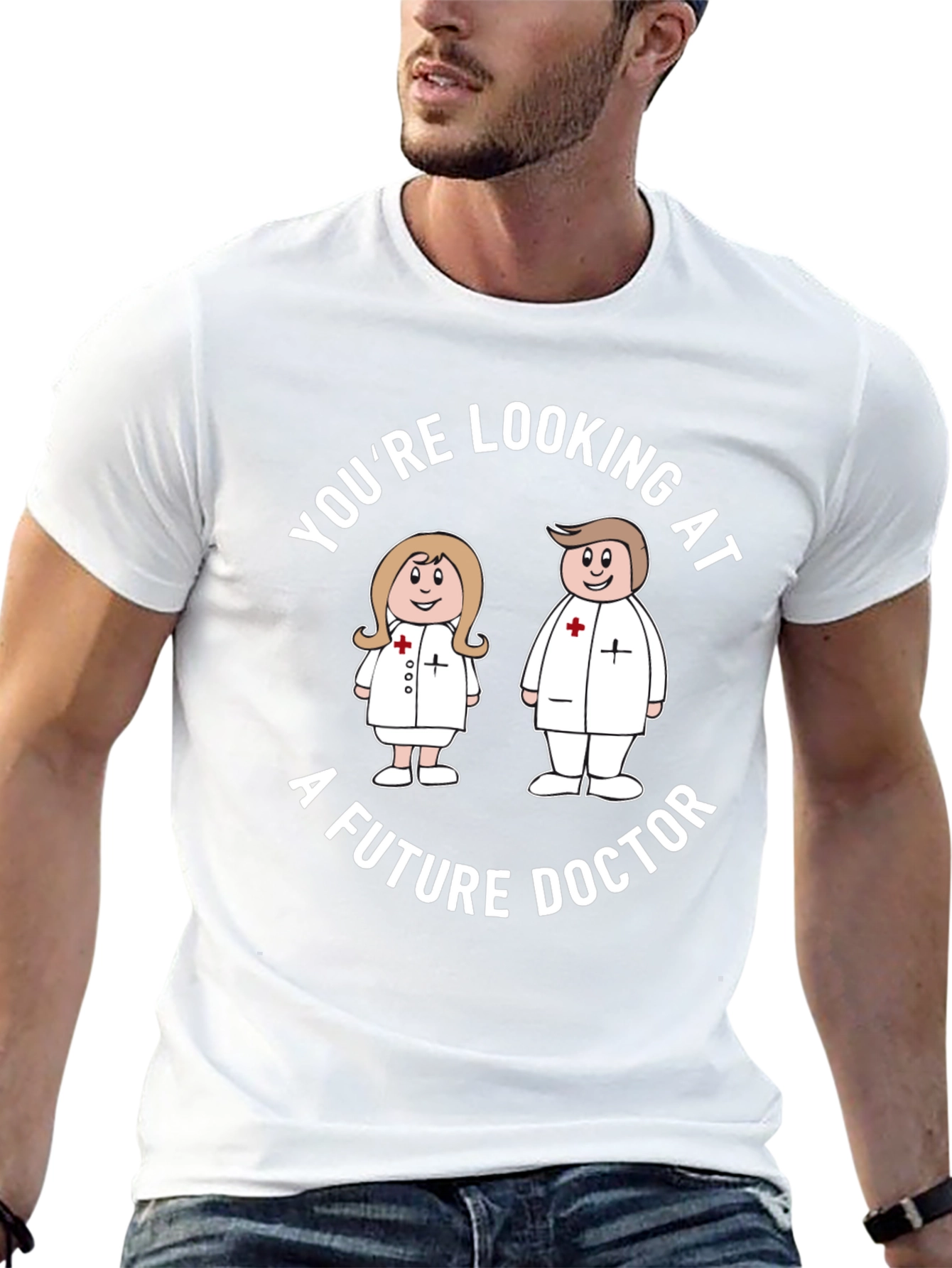Future Doctor Cartoon Black T-Shirt