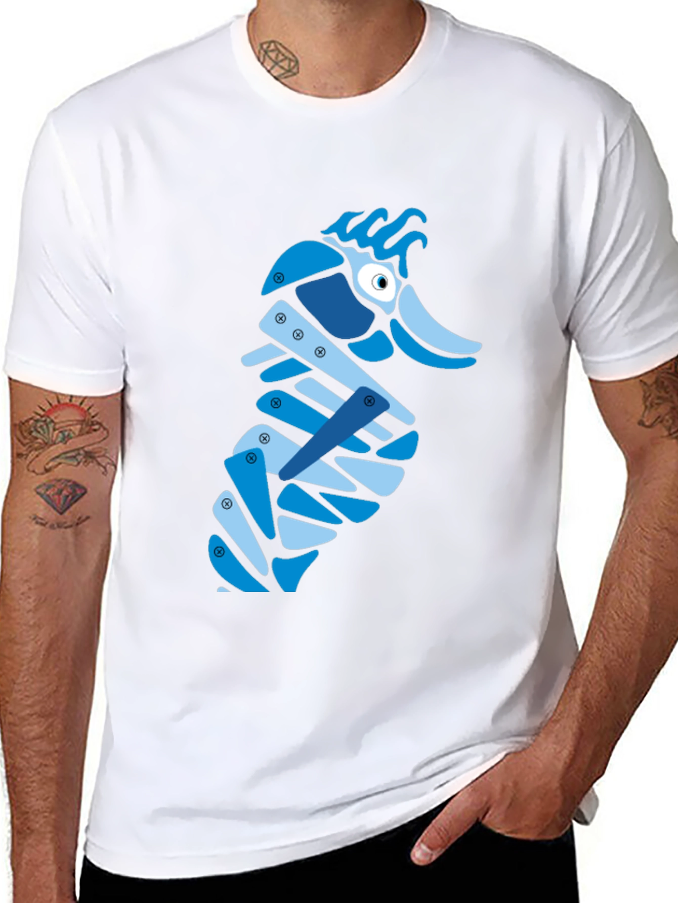 Abstract Seahorse Graphic Tee