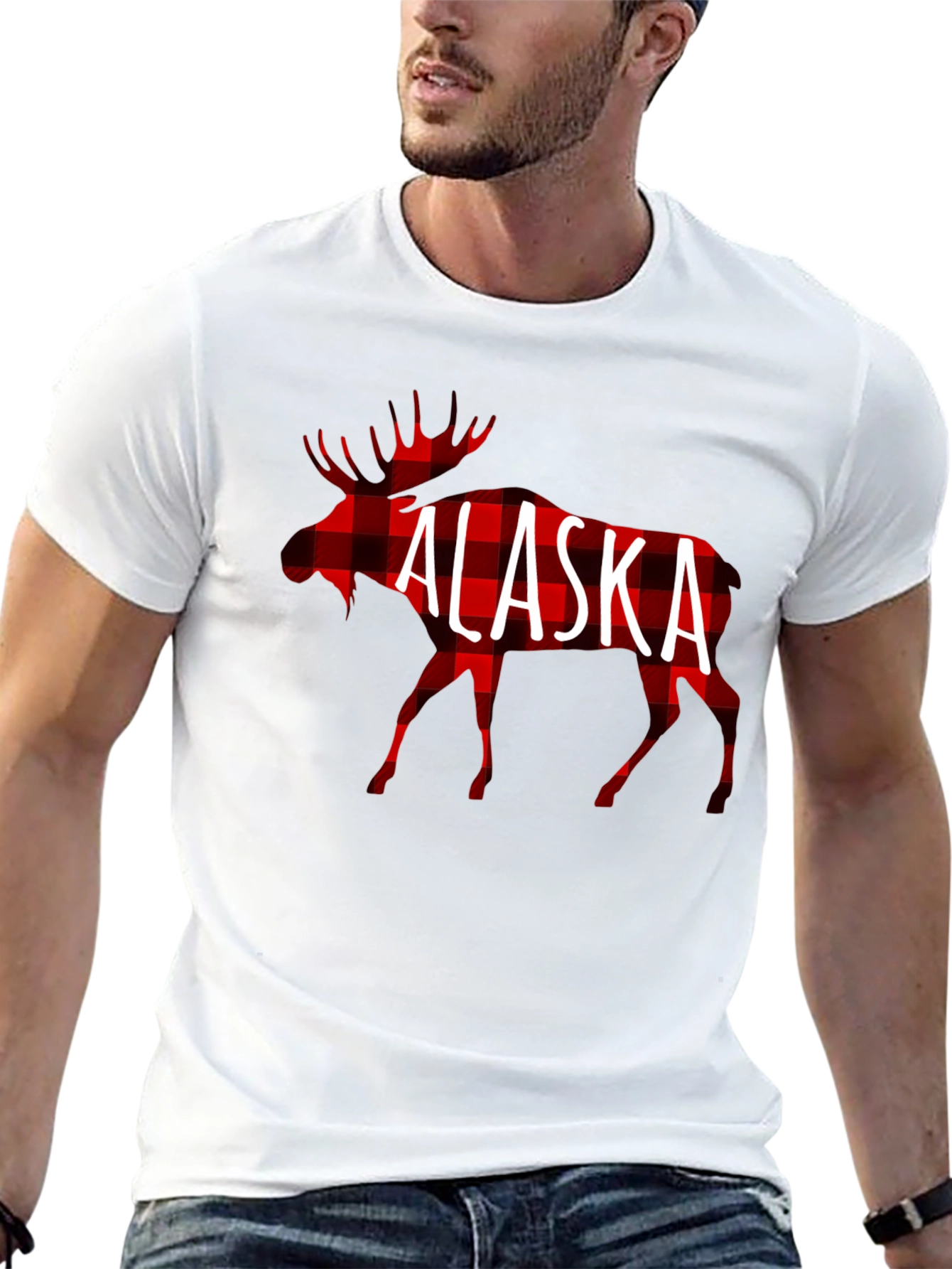 Alaska Moose Plaid T-Shirt