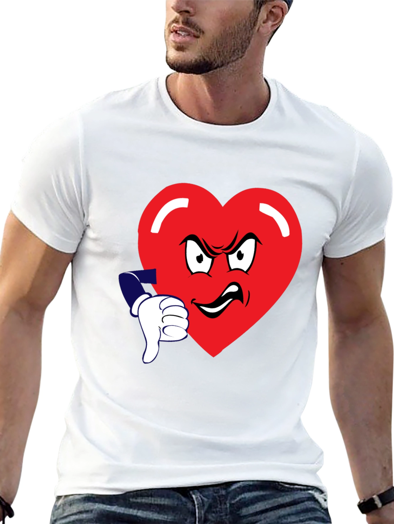 Grumpy Heart Thumbs Down Graphic Tee