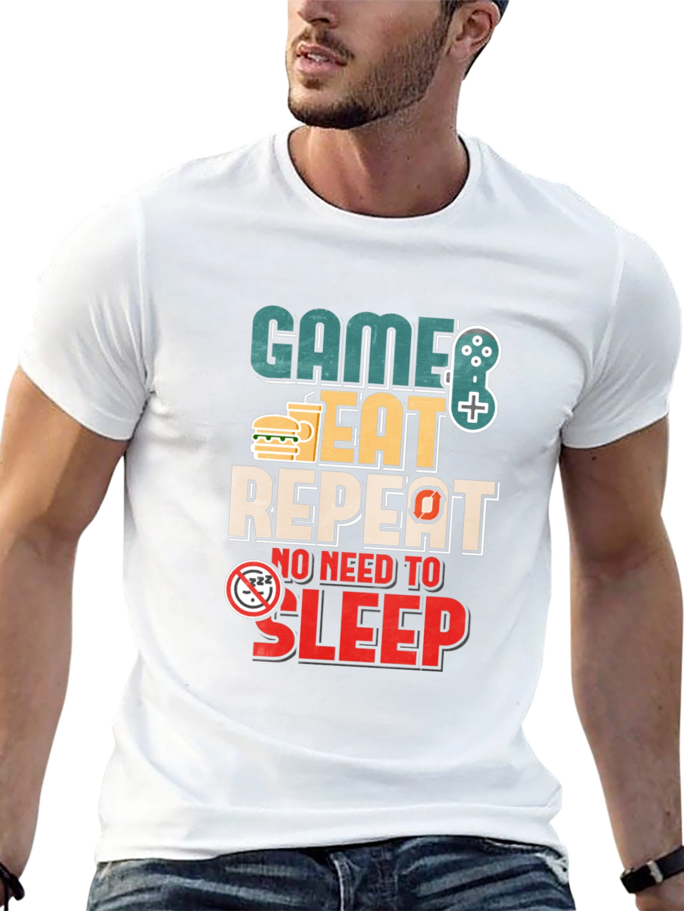 Game Eat Repeat T-Shirt - Gamer No Sleep Tee