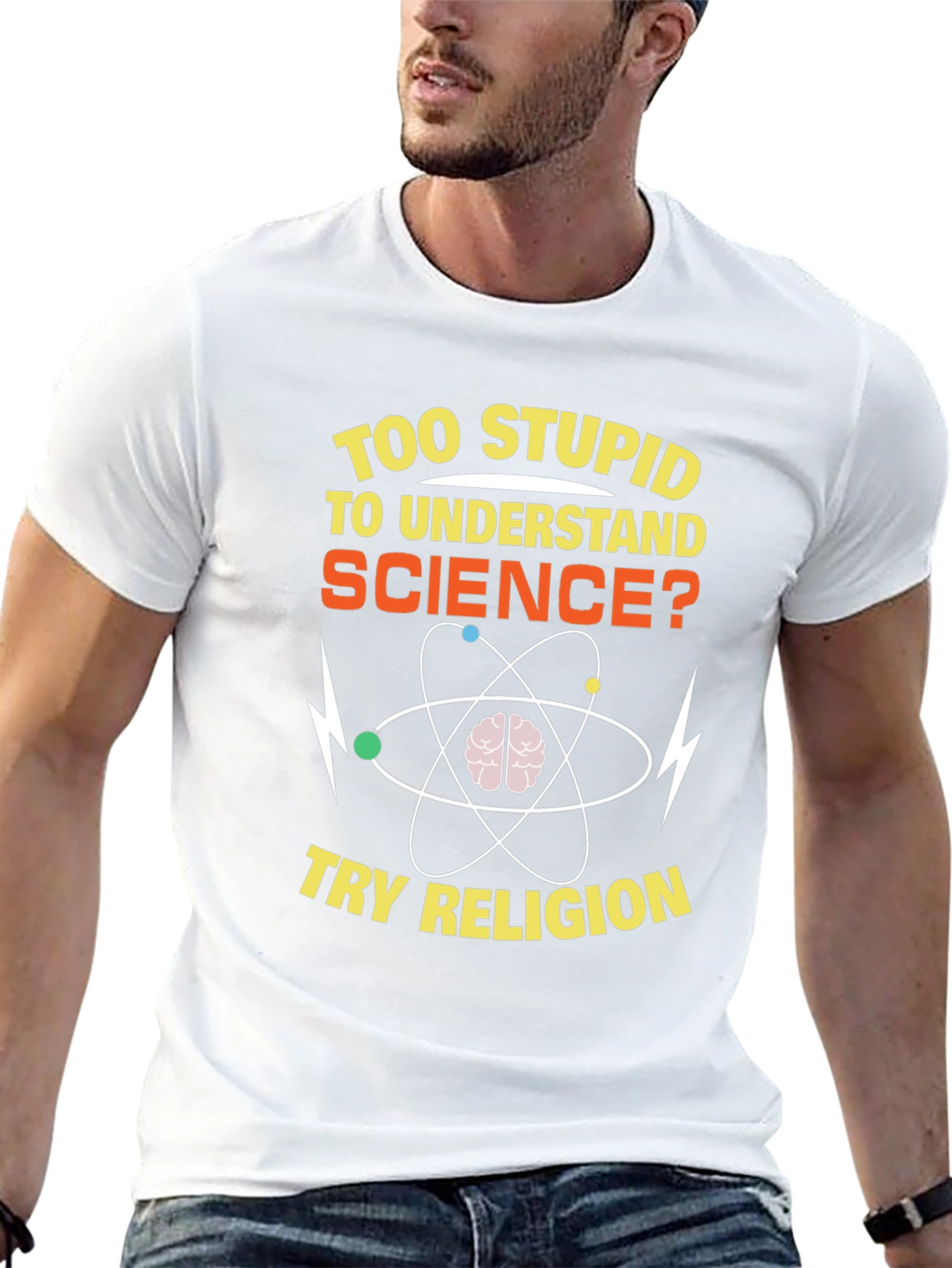 Funny Science vs Religion Graphic T-Shirt