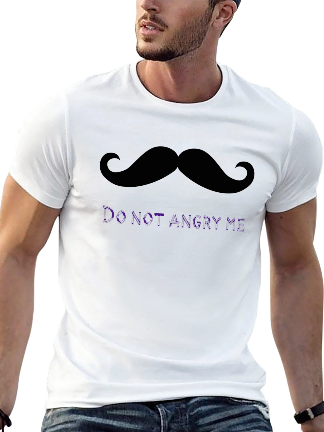 Funny Mustache Graphic Tee - Do Not Angry Me!