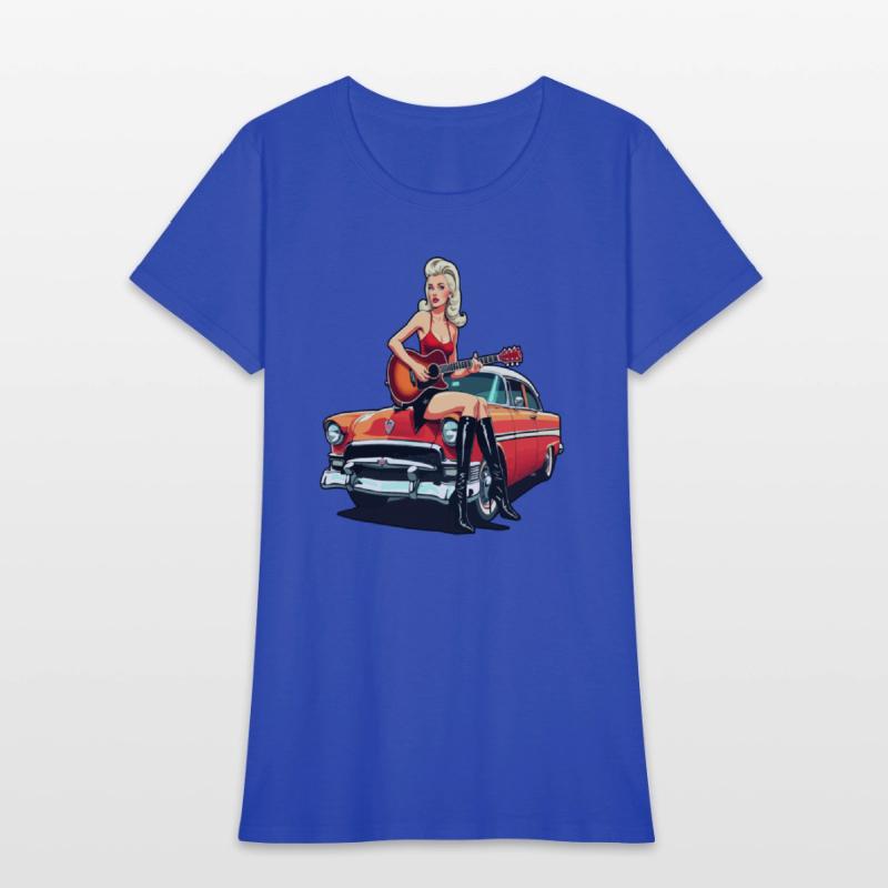 Pinup Girl with Guitar Classic Car