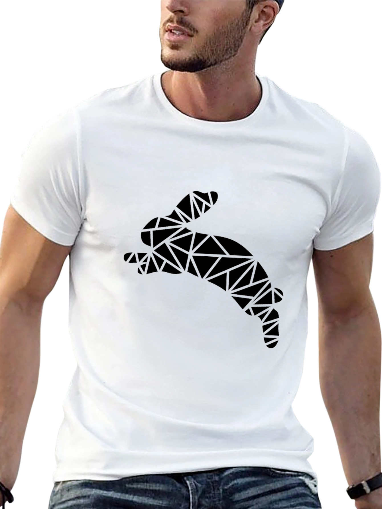 Geometric Bunny T-Shirt - Modern Black Tee