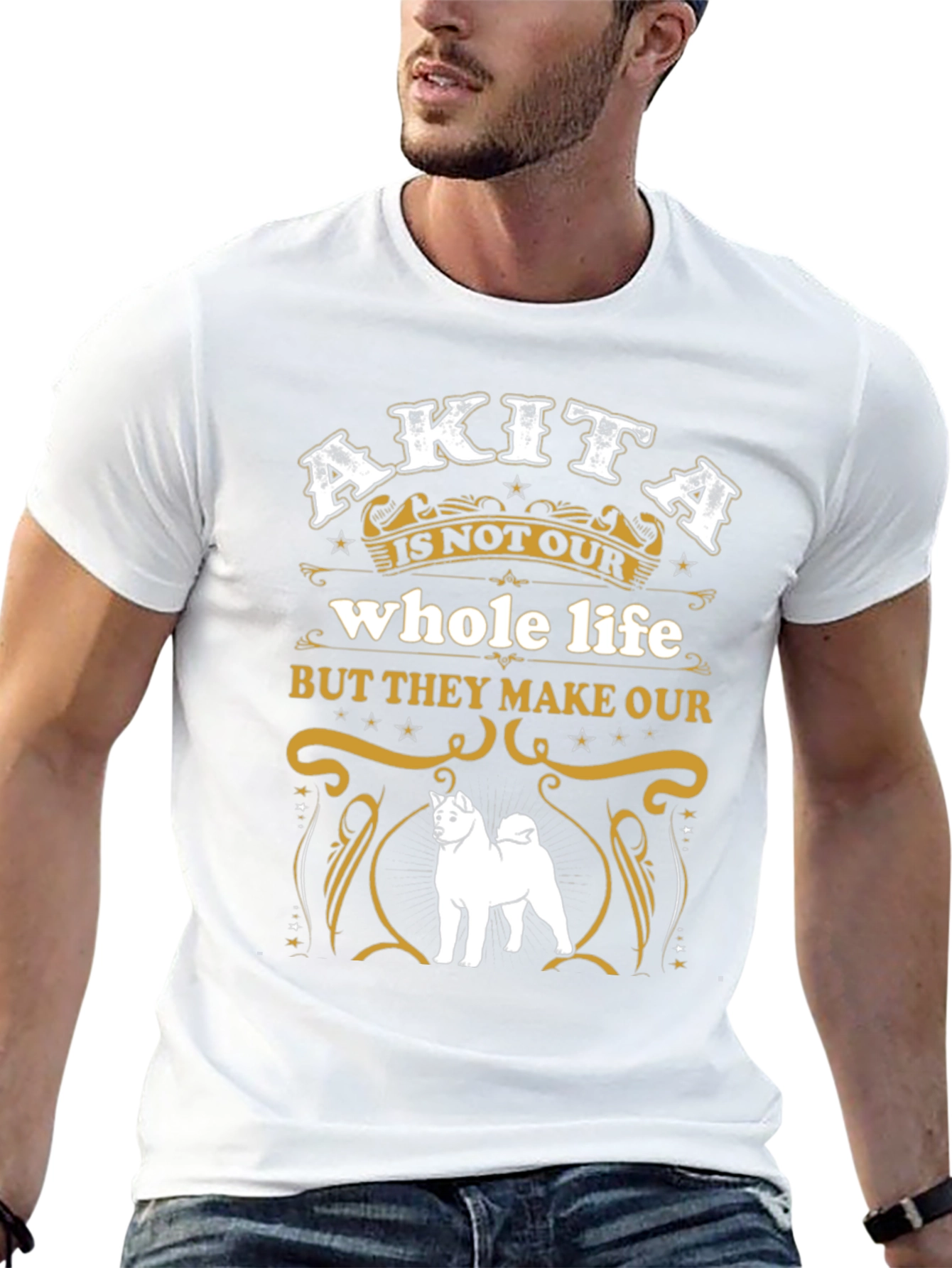 Akita Makes Our Life Complete T-Shirt – Dog Lover Graphic Tee Gift