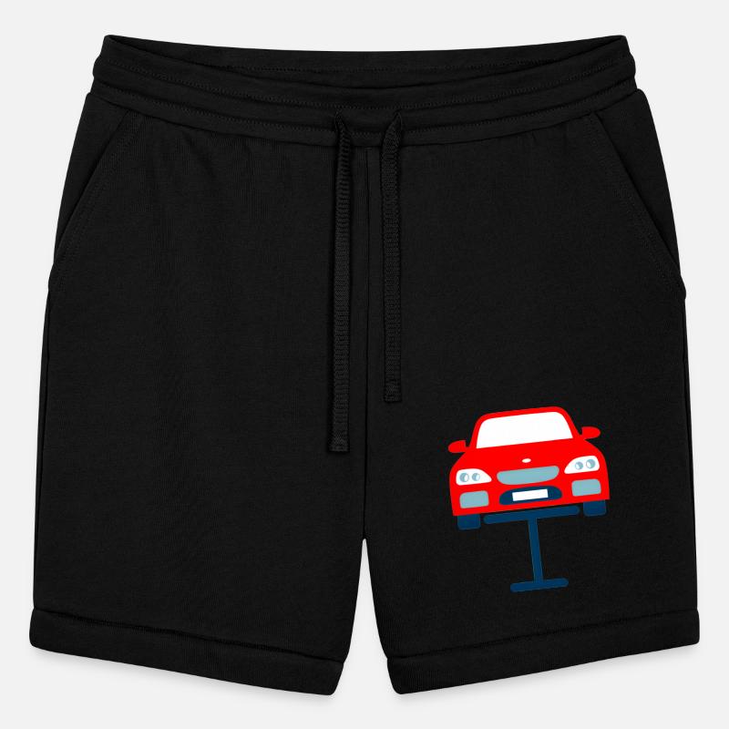 Red Car on Jack Lift