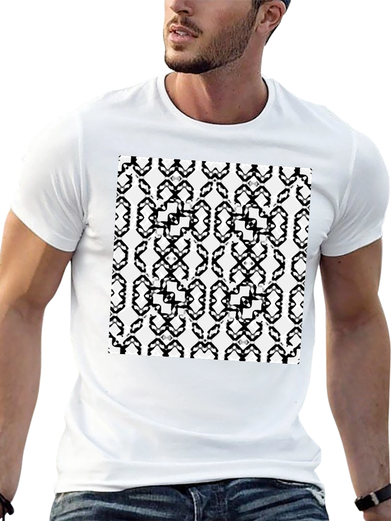 Geometric Pattern Black T-Shirt