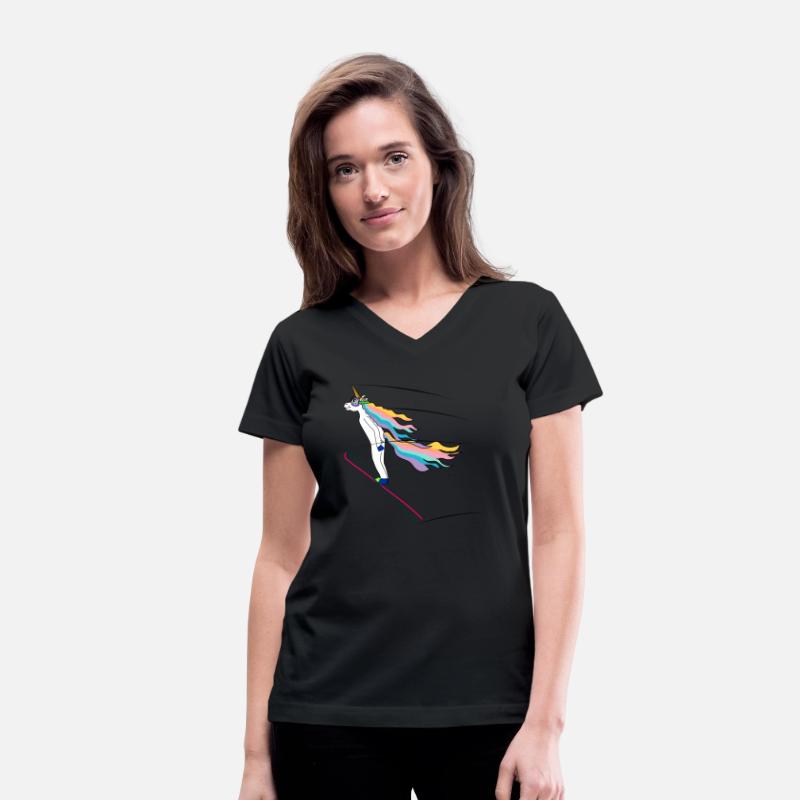 Ski jumper Unicorn in middle of an elegant flight