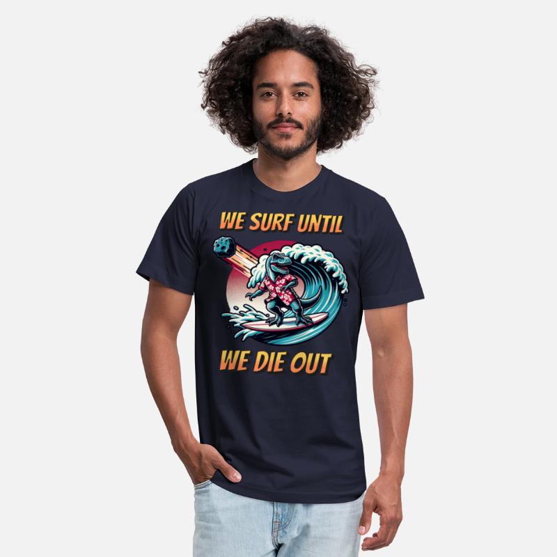 Surfer T Shirt - Funny T Rex - surfing dino - fun