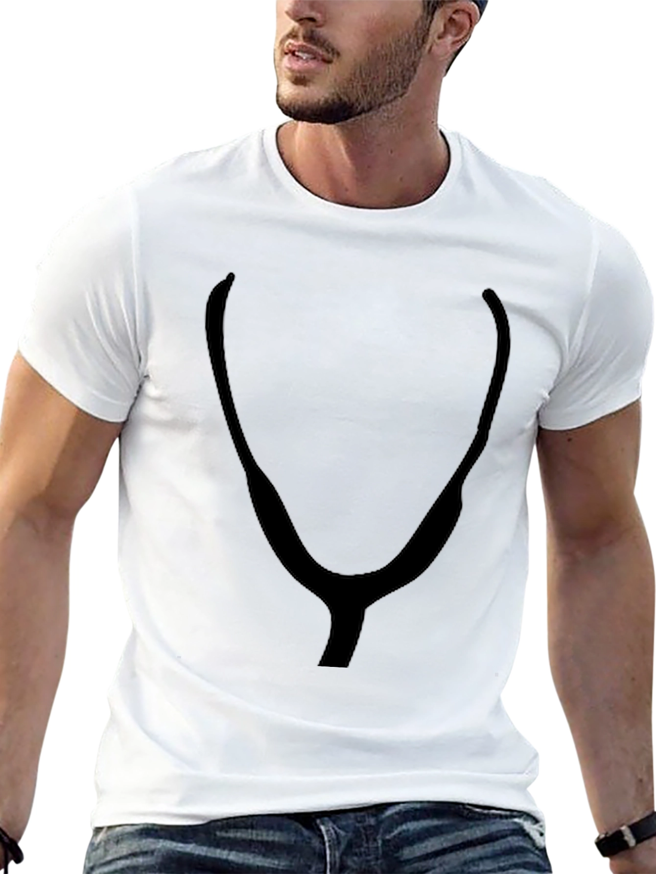 Black T-Shirt with Abstract Y Print