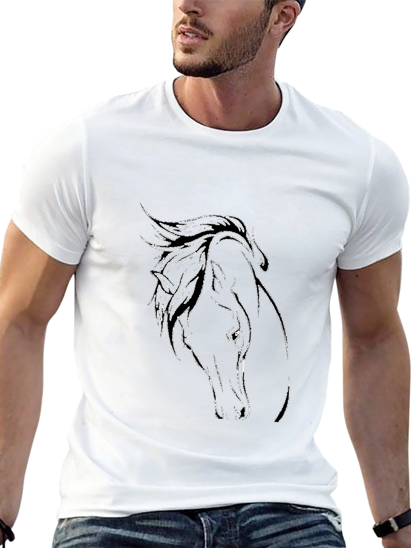 Horse Head Graphic Black T-Shirt