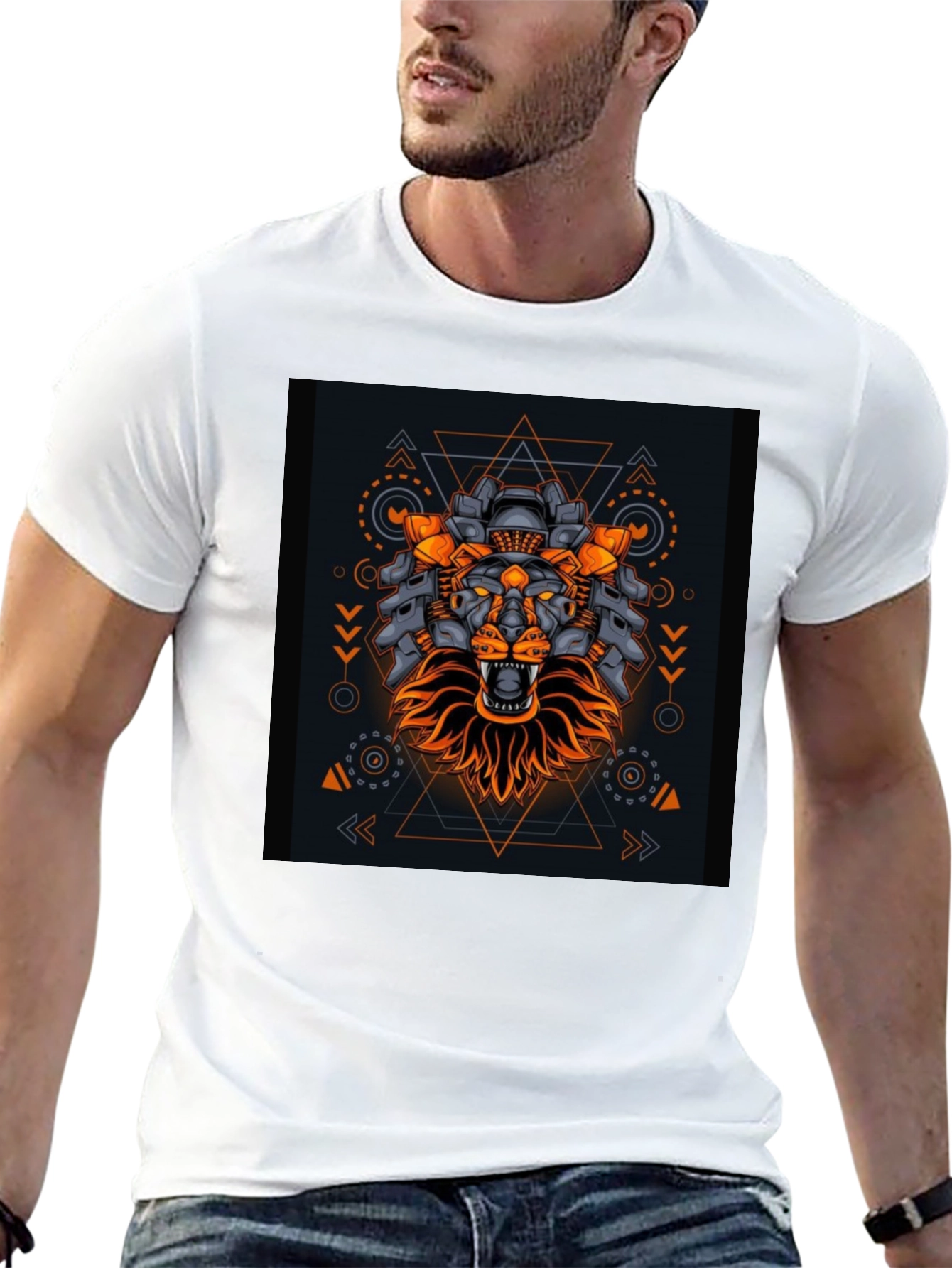 Geometric Lion Graphic T-Shirt