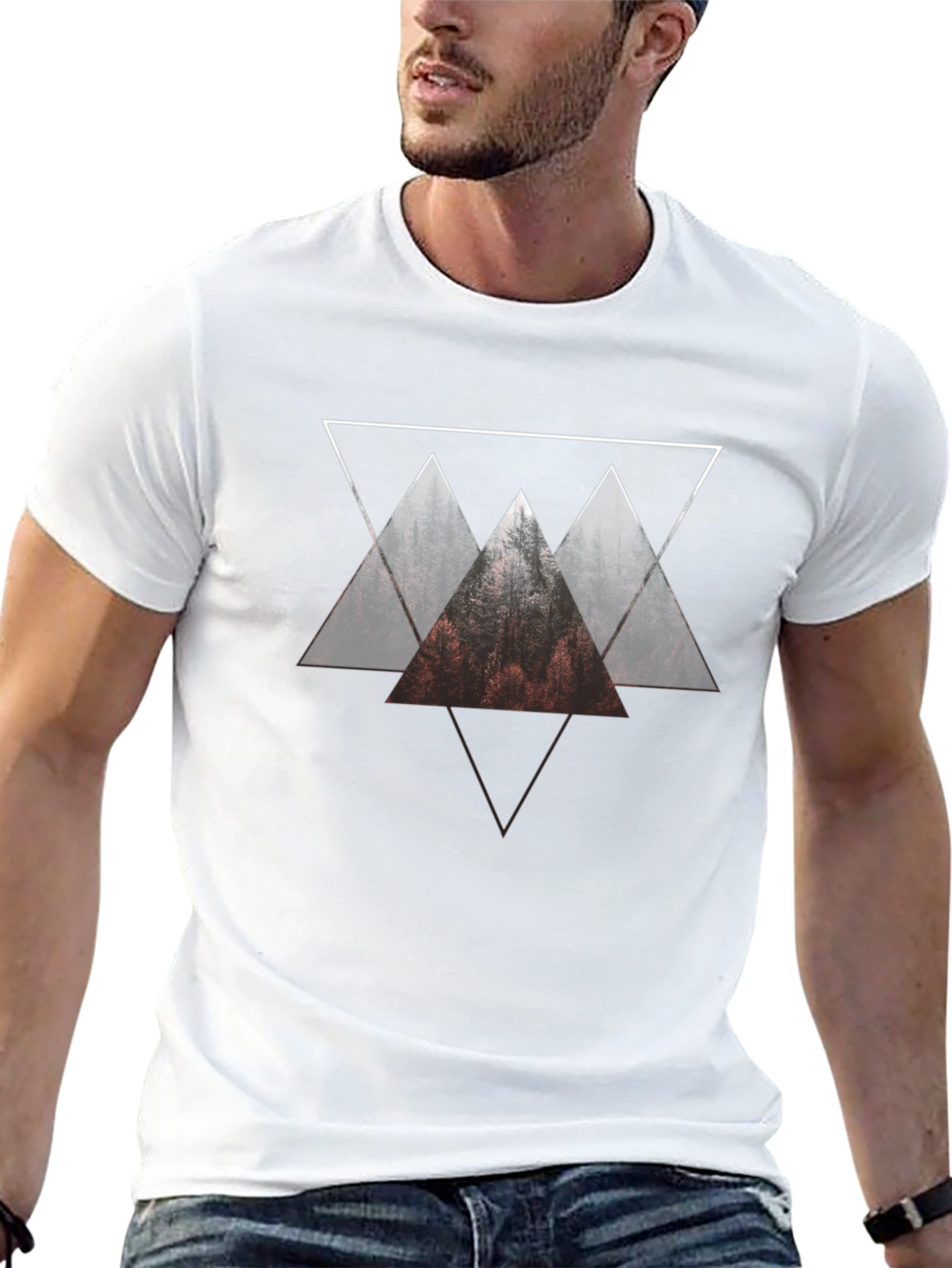 Geometric Mountain T-Shirt - Black