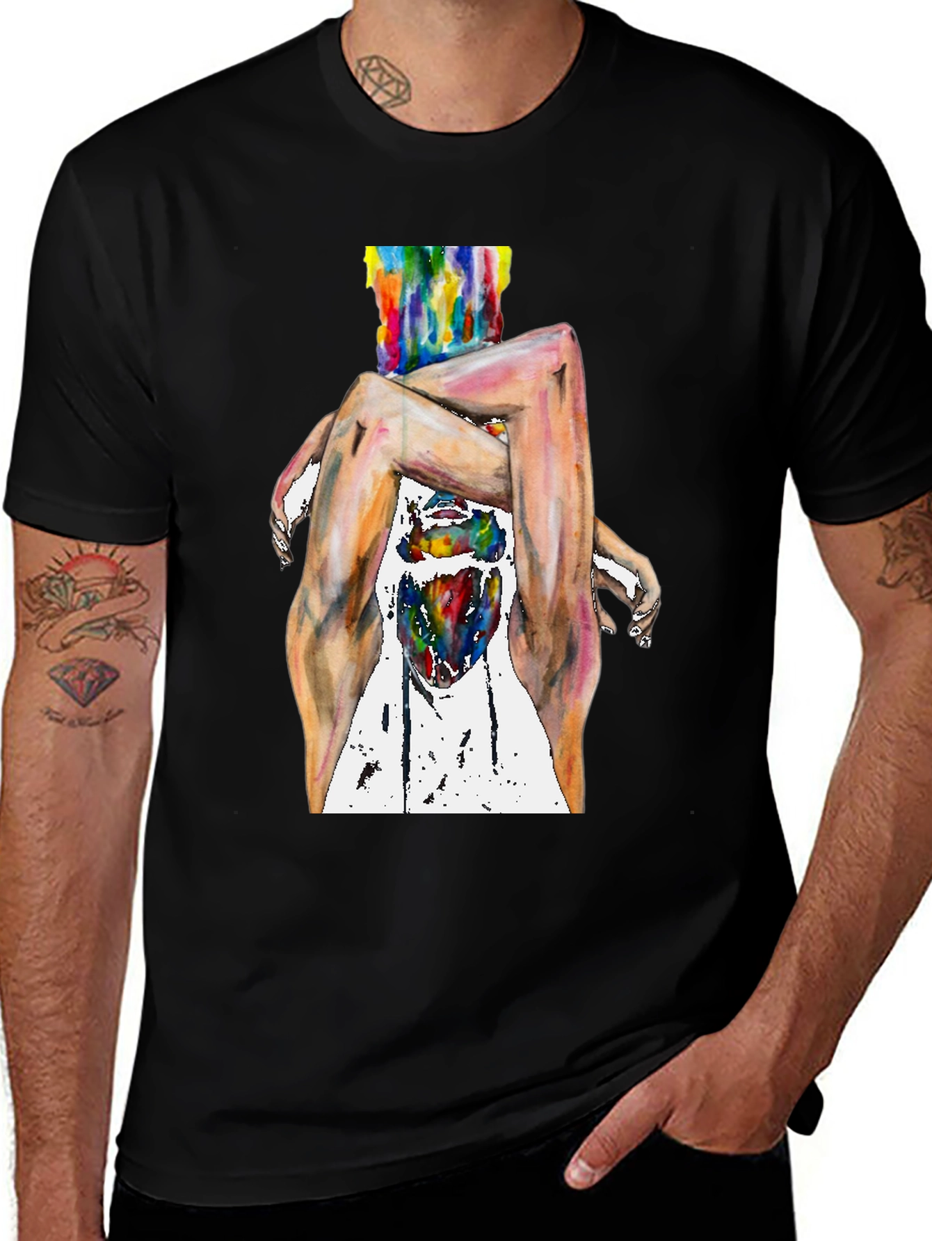 Artistic Human Form Graphic Tee - Modern Style