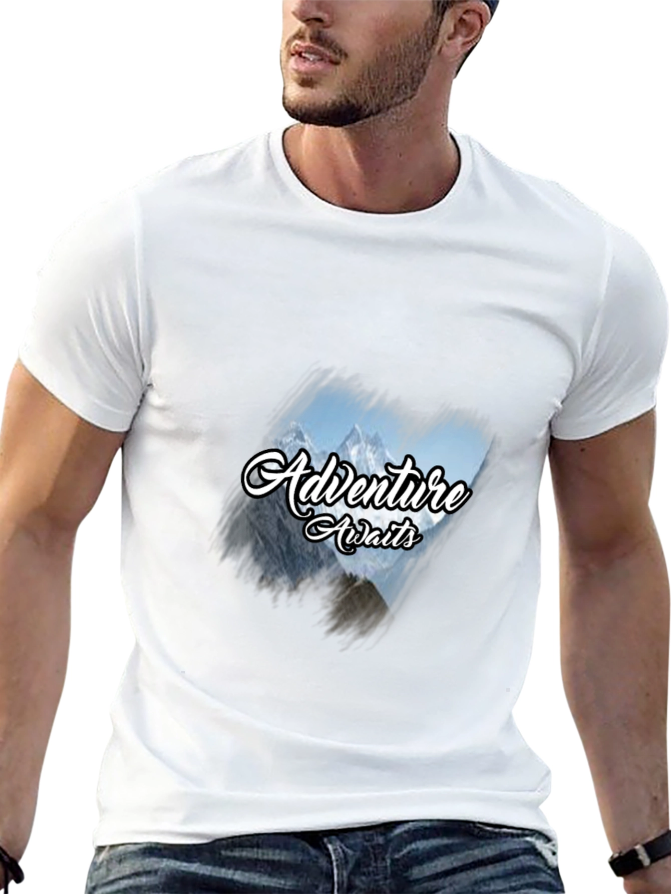 Adventure Awaits Graphic Tee - Black Cotton T-Shirt