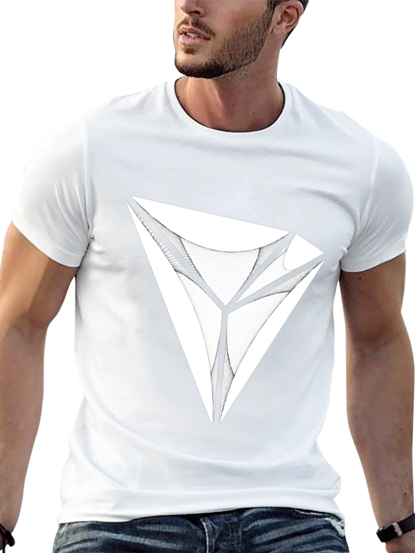 Abstract Triangle Graphic Tee - Modern Black T-Shirt