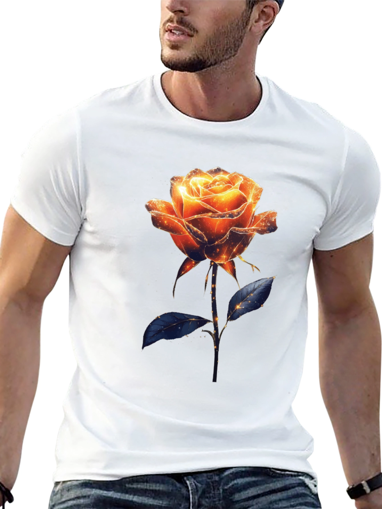 Galaxy Rose Graphic Tee - Stylish Mens Black T-Shirt