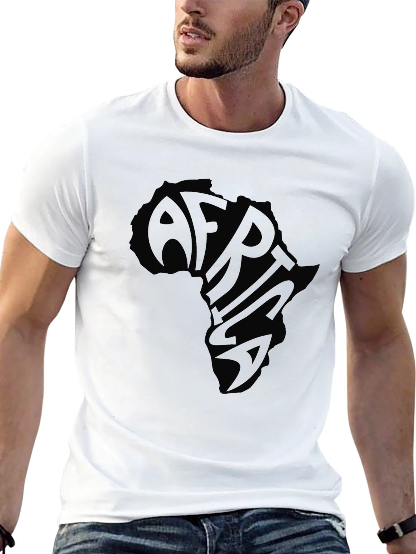 Africa Continent Graphic Print Black T-Shirt