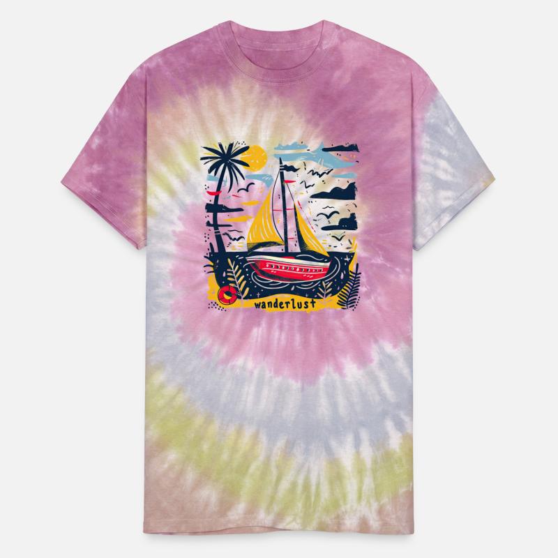 Wanderlust Sailing Boat in The Sea Colorful Print