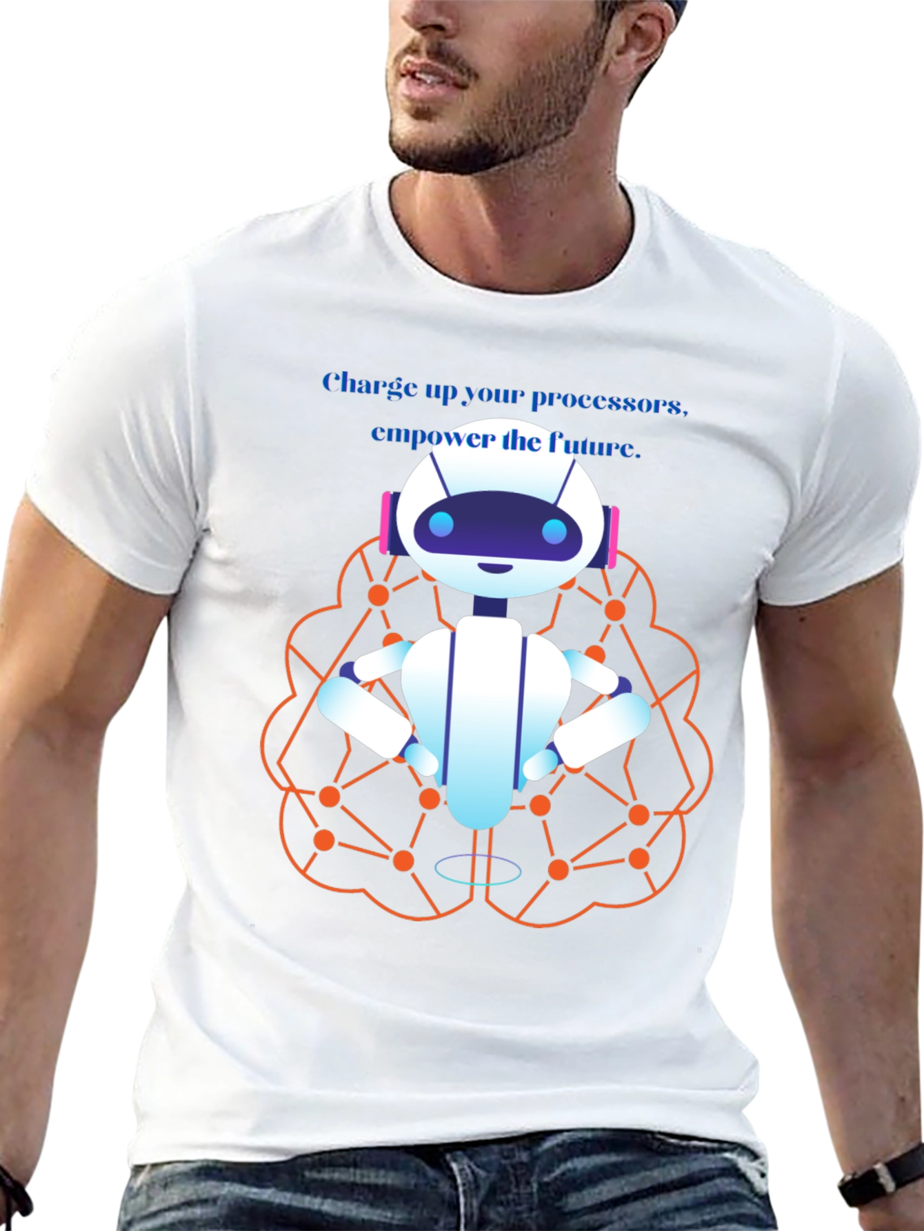 AI Robot Brain T-Shirt - Charge Up the Future
