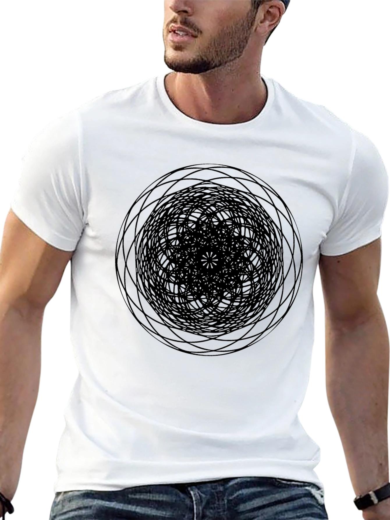 Abstract Circle Graphic Black T-Shirt