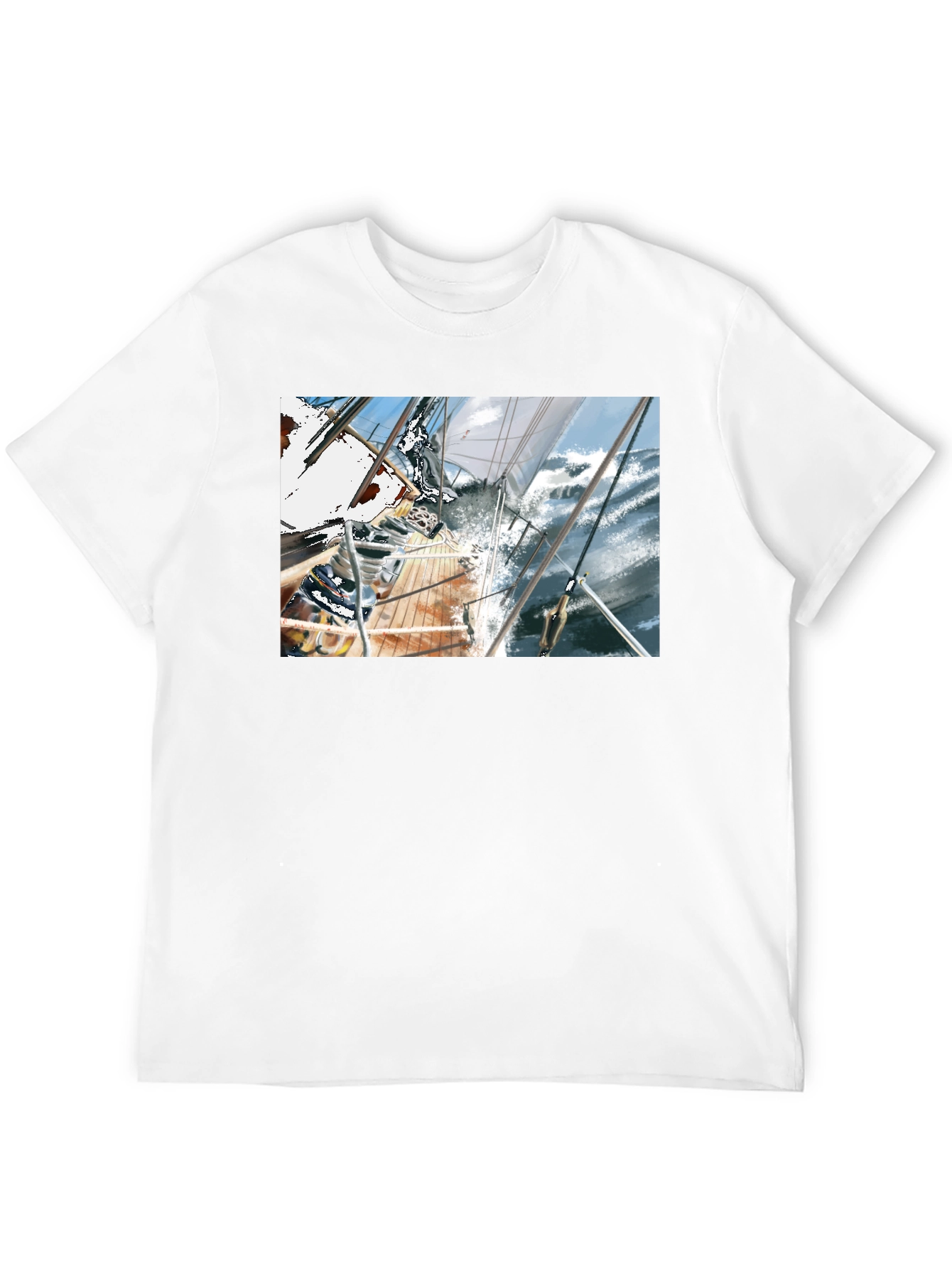 Sailboat Graphic Tee - Black Cotton