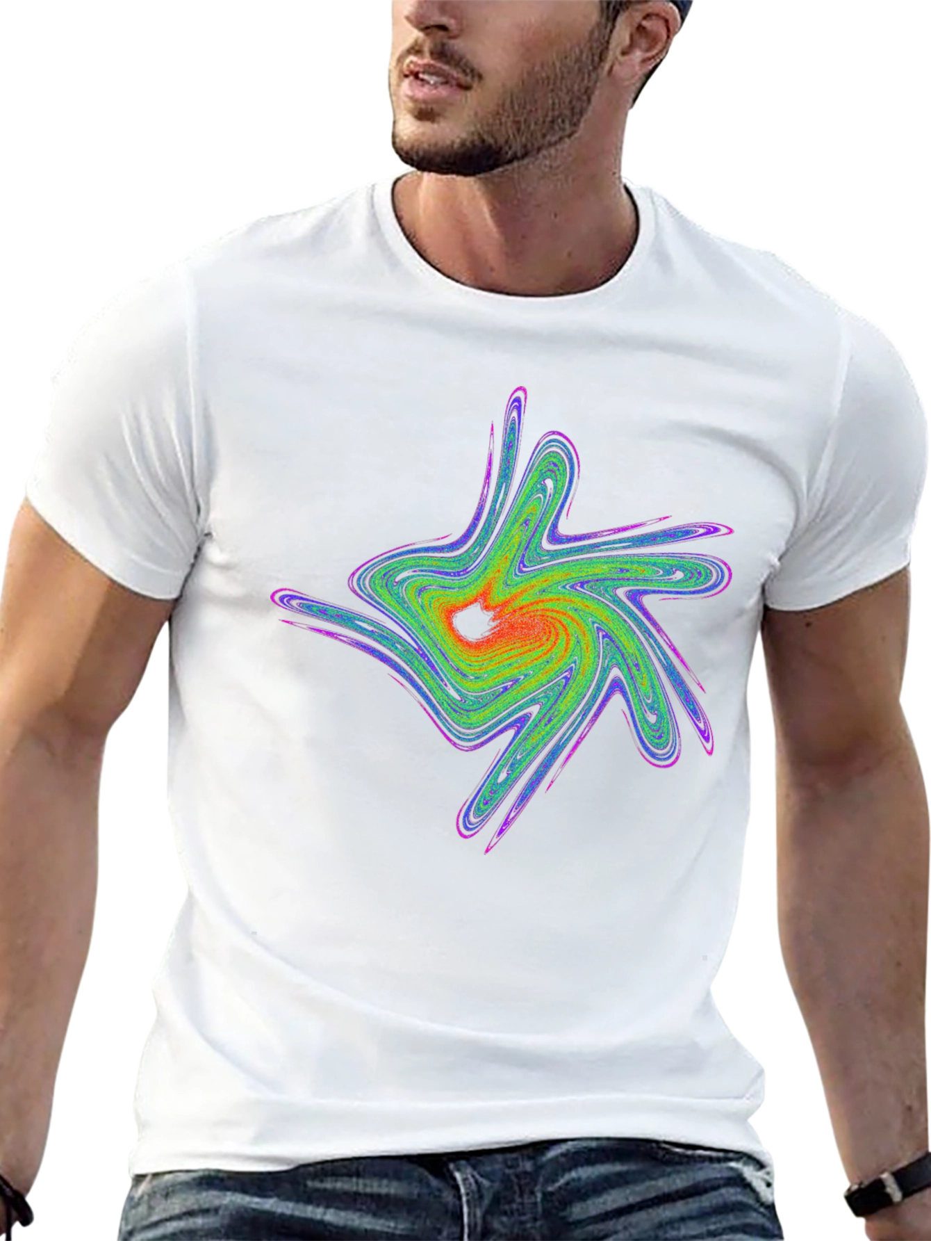 Abstract Swirl Graphic Black T-Shirt