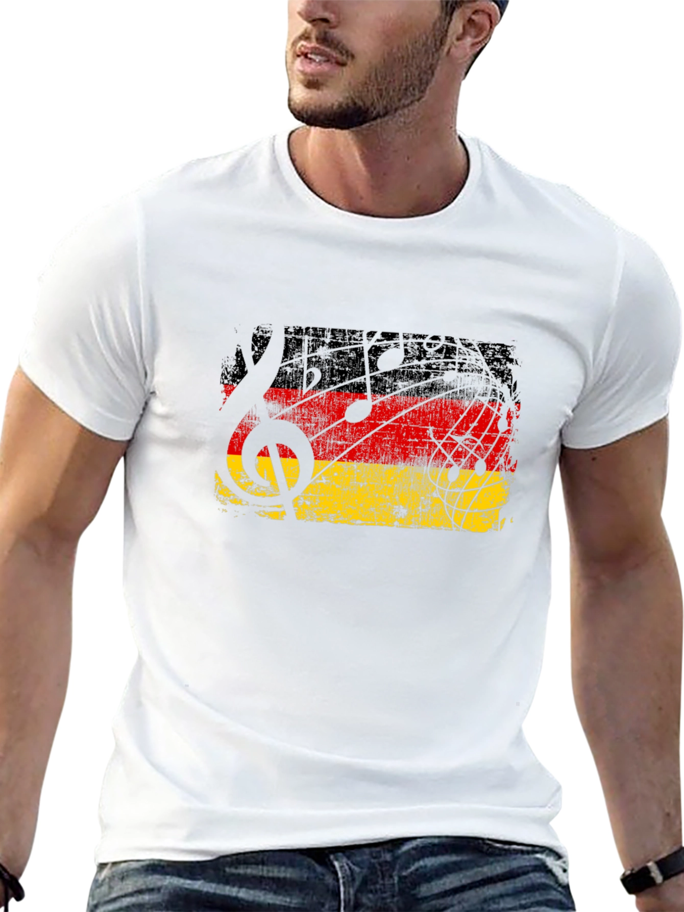 German Flag Music Notes Black T-Shirt