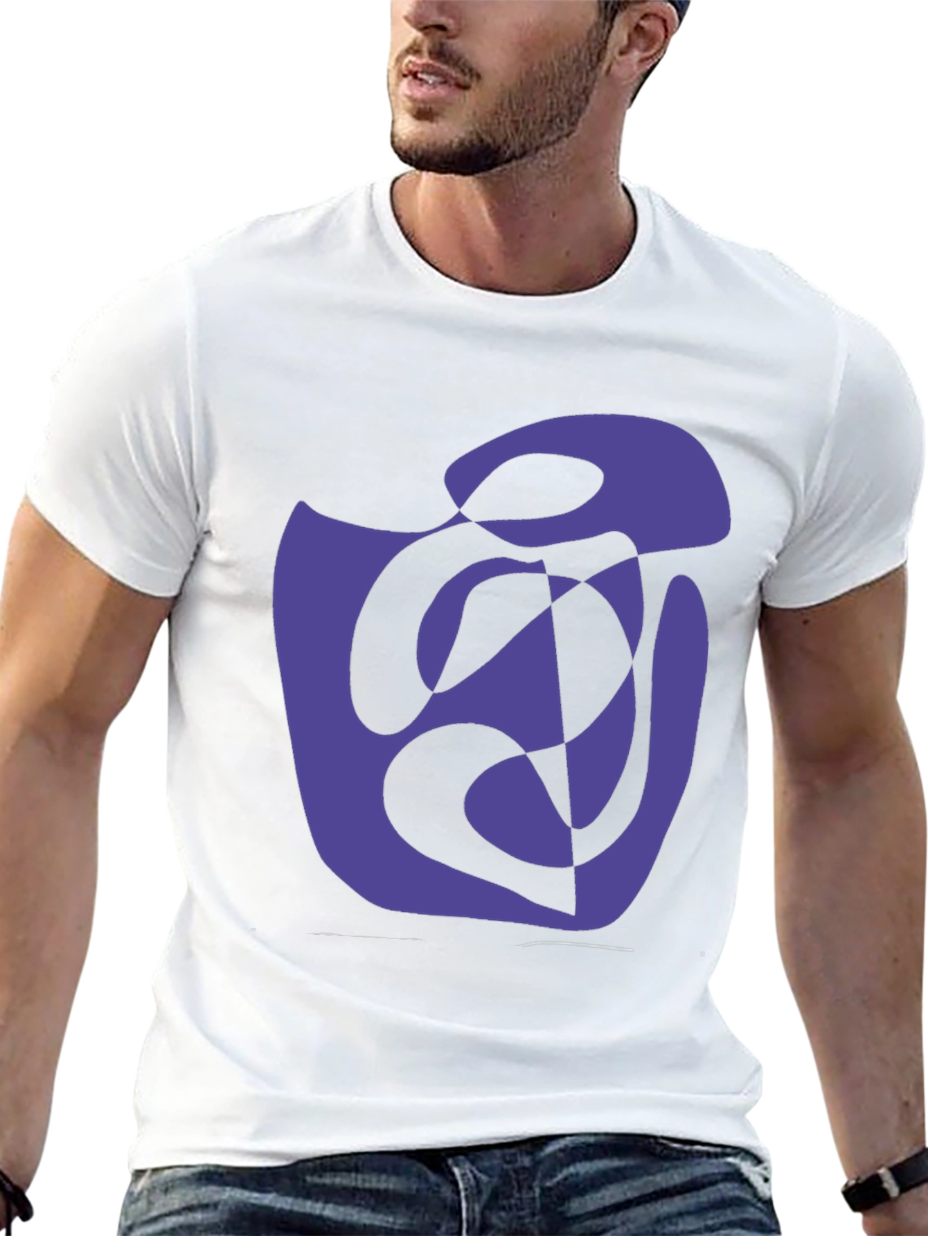 Abstract Graphic Print T-Shirt - Casual Black Tee