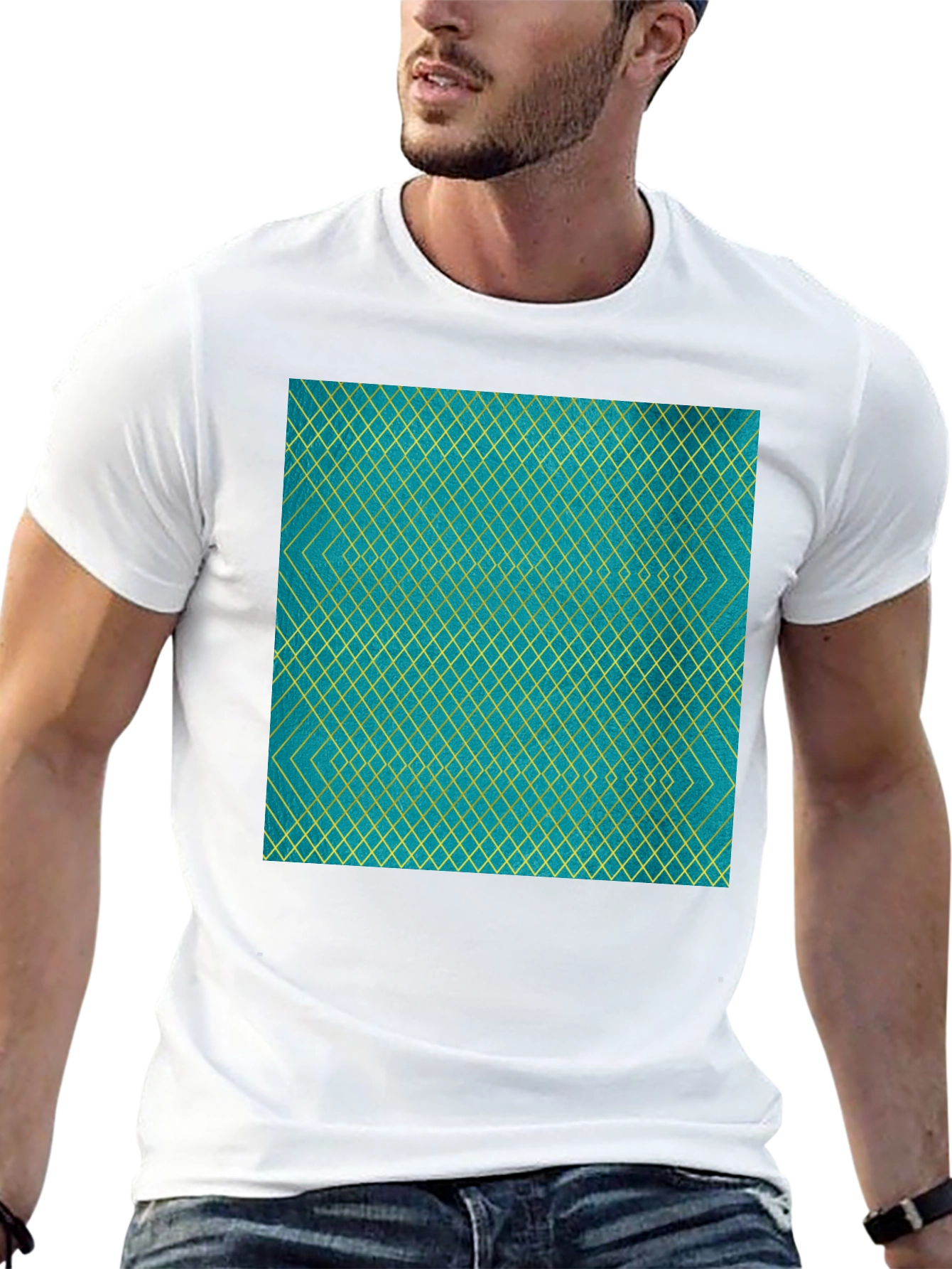 Geometric Patterned Black T-Shirt