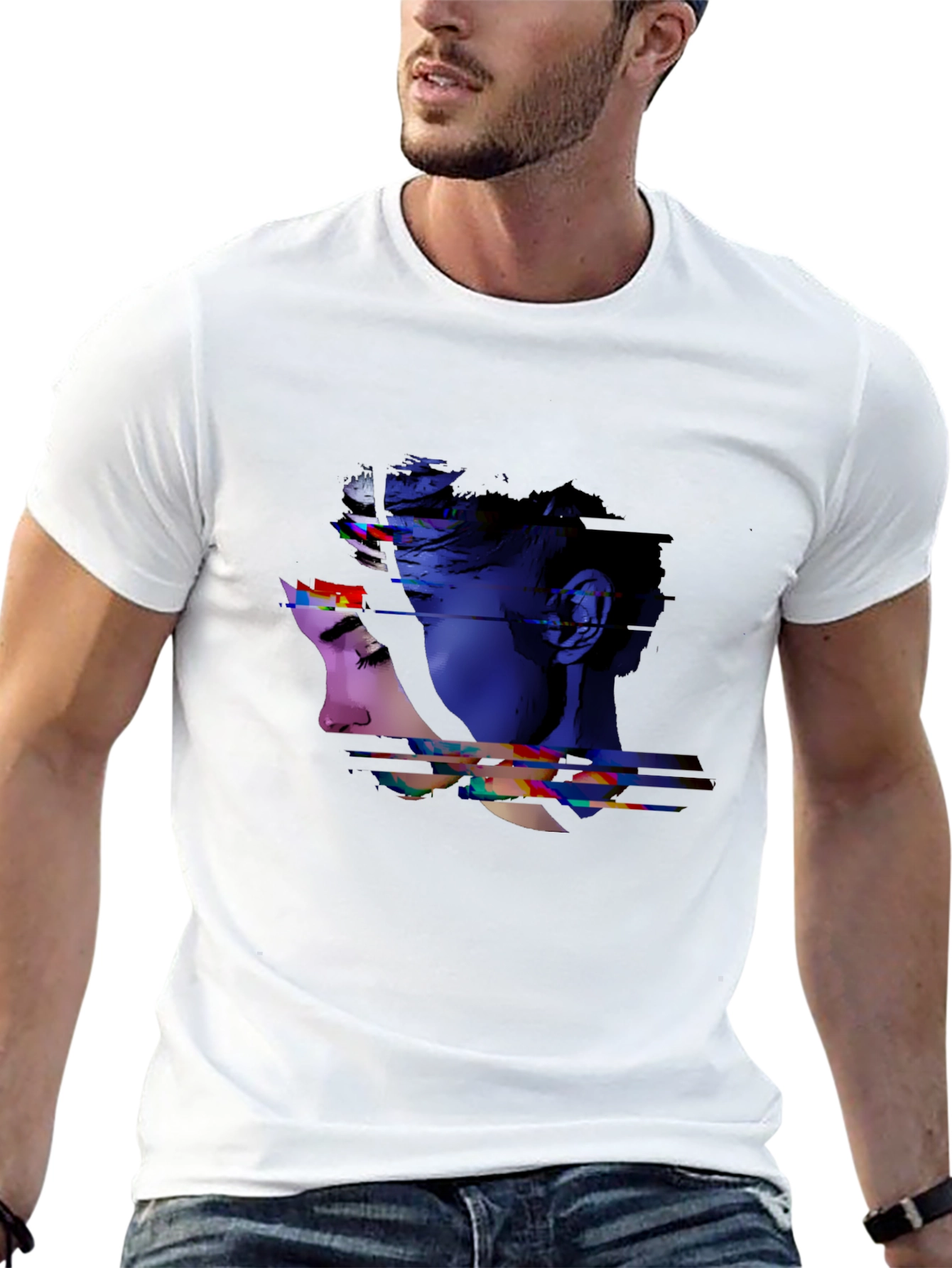 Abstract Portrait Graphic Print Black Tee