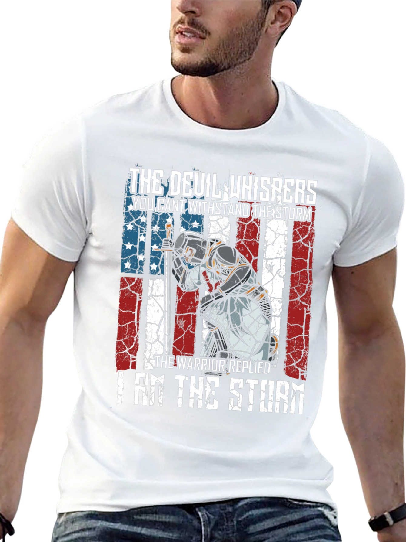 Warrior Storm T-Shirt - Patriotic Knight Design