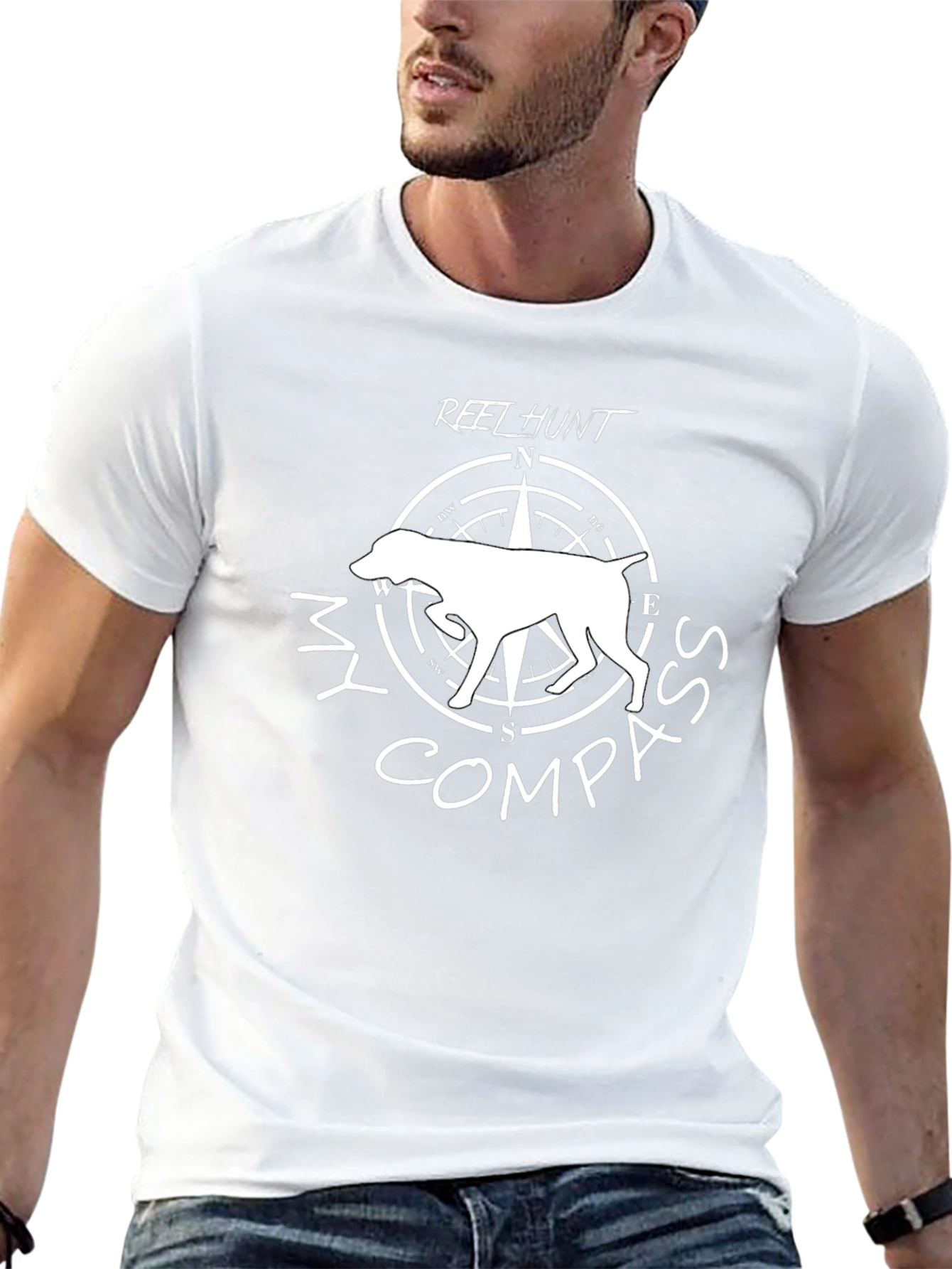 Hunting Dog Compass T-Shirt – Outdoor Hunter Dog Lover Graphic Tee