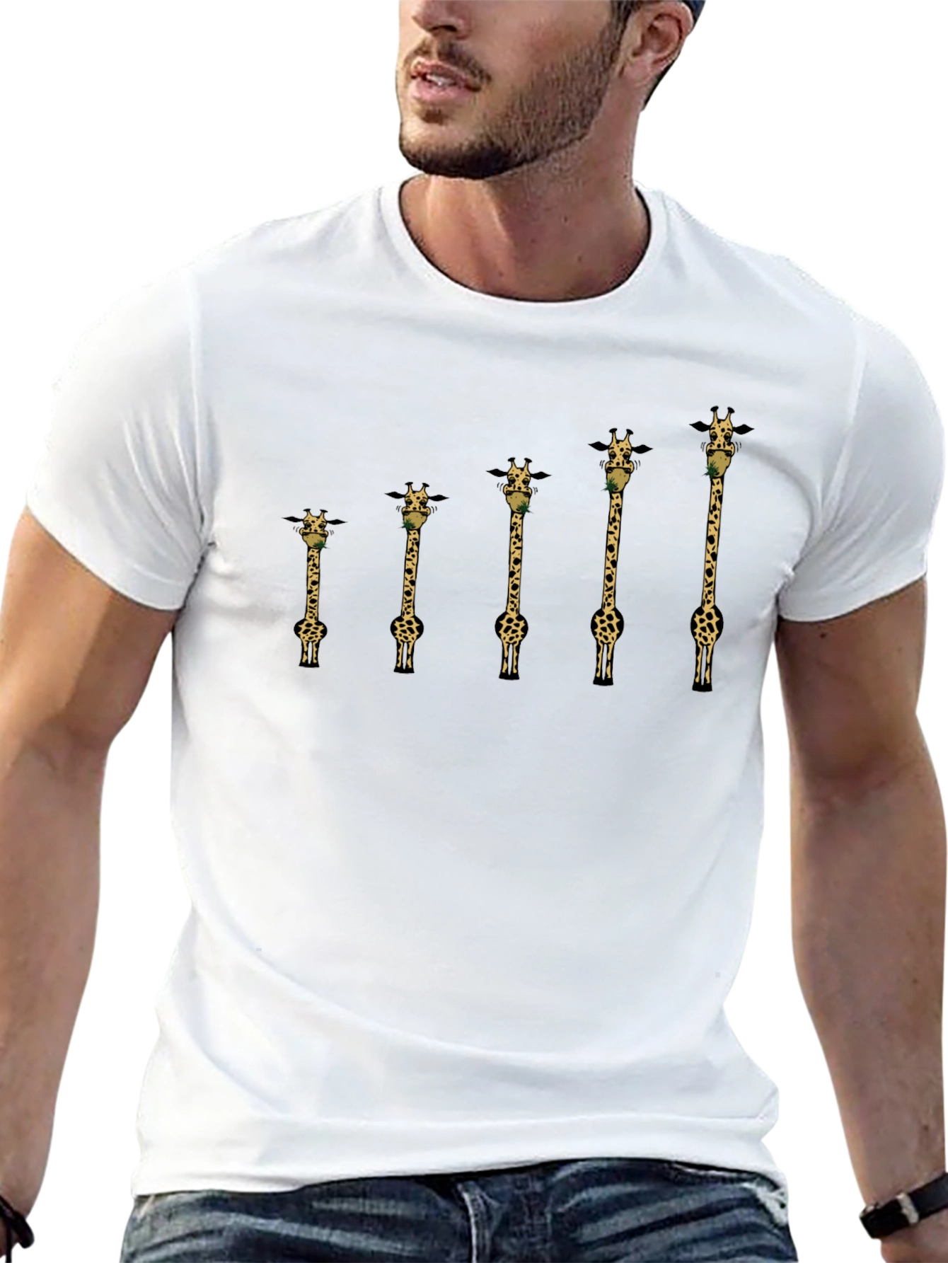 Giraffe Evolution Graphic T-Shirt - Black
