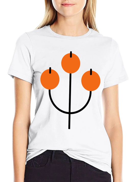Abstract Orange Circle Graphic Black T-Shirt