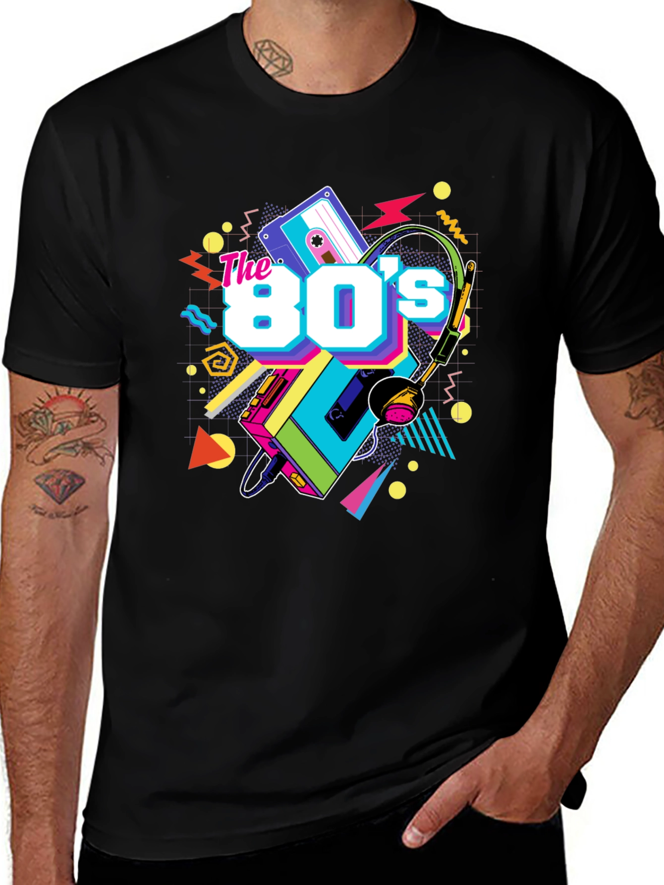 The 80s Retro T-Shirt - Black Graphic Tee