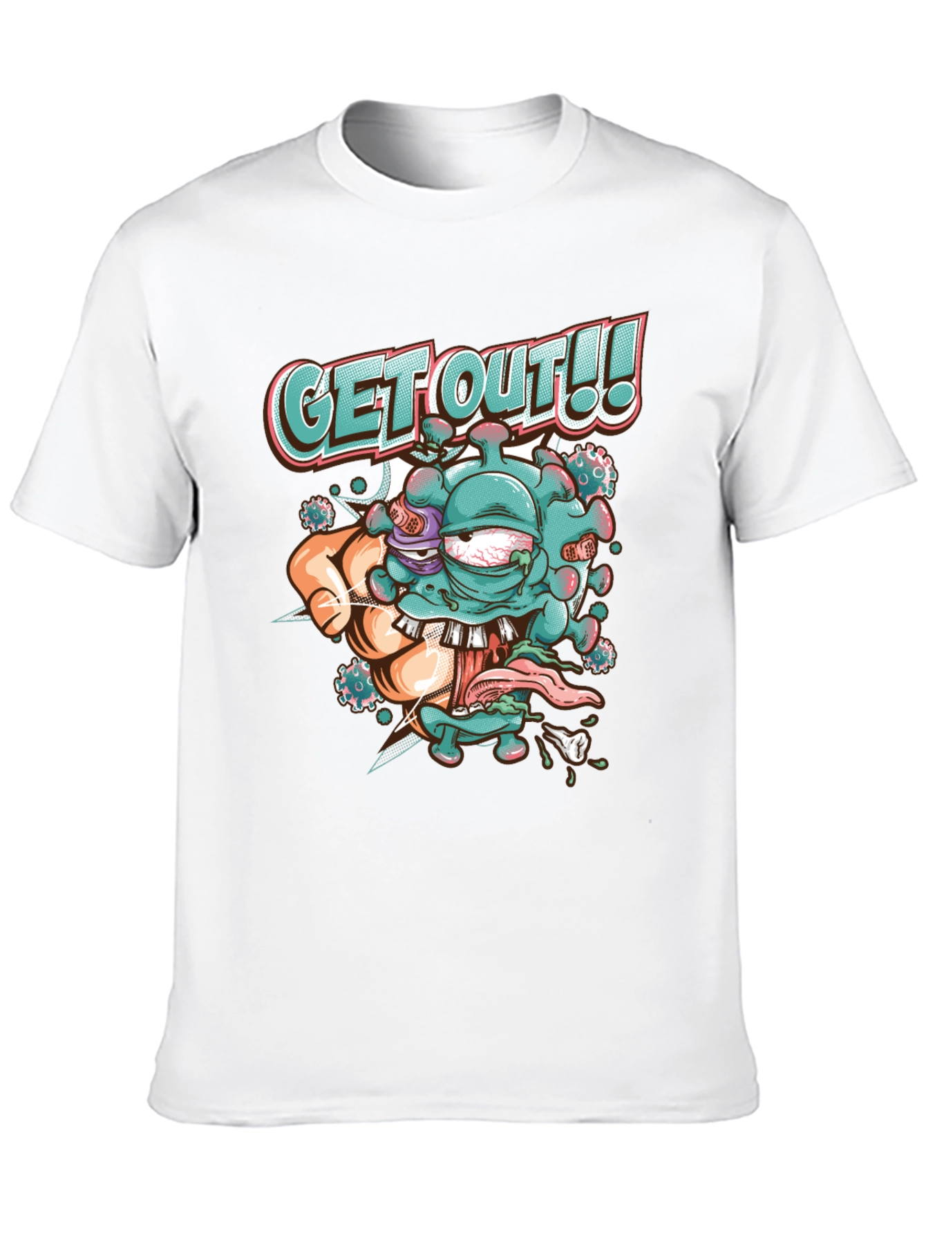 Get Out! Graphic Tee - Black Cotton Blend T-Shirt