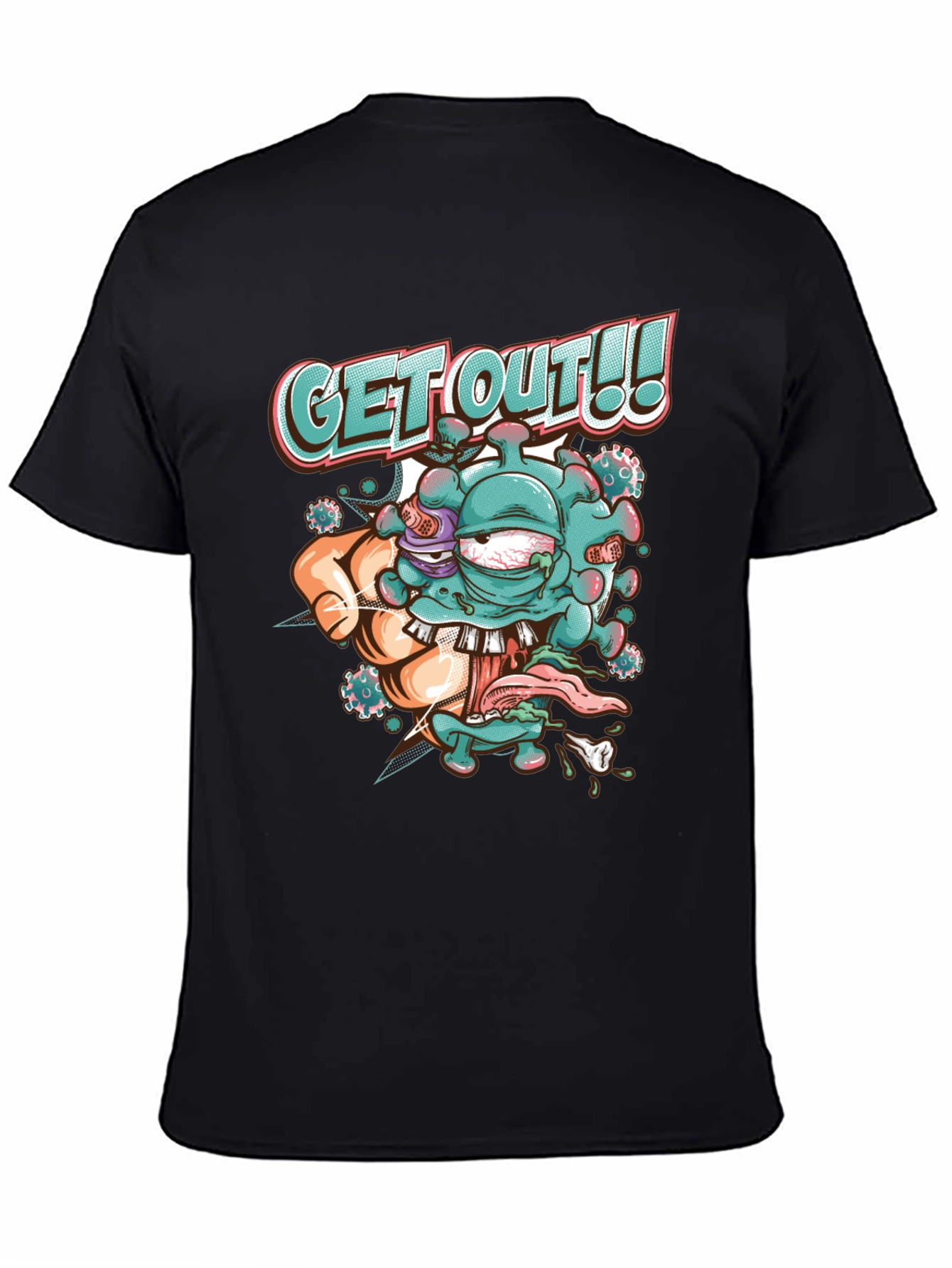 Get Out! Graphic Tee - Black Cotton Blend T-Shirt