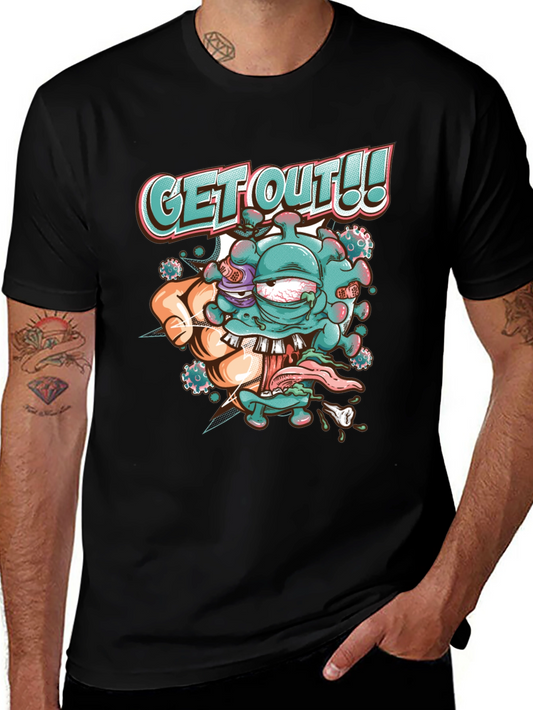 Get Out! Graphic Tee - Black Cotton Blend T-Shirt