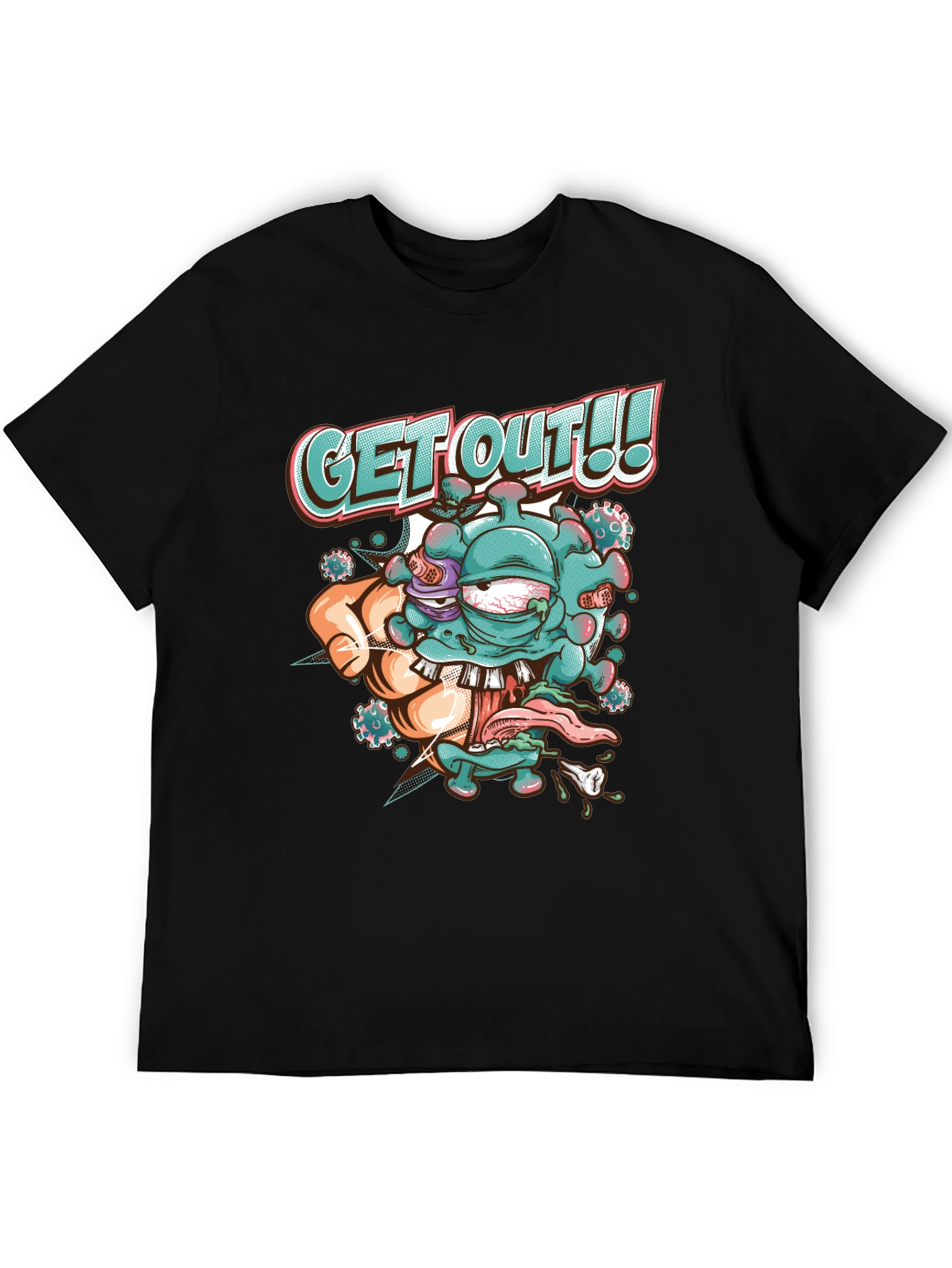 Get Out! Graphic Tee - Black Cotton Blend T-Shirt