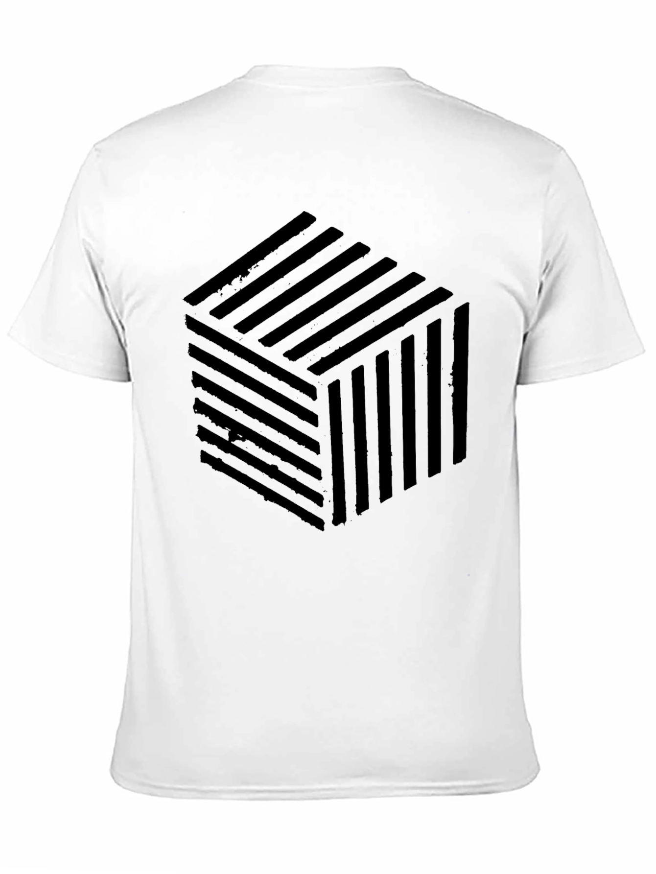 Abstract Cube Pattern Black T-Shirt