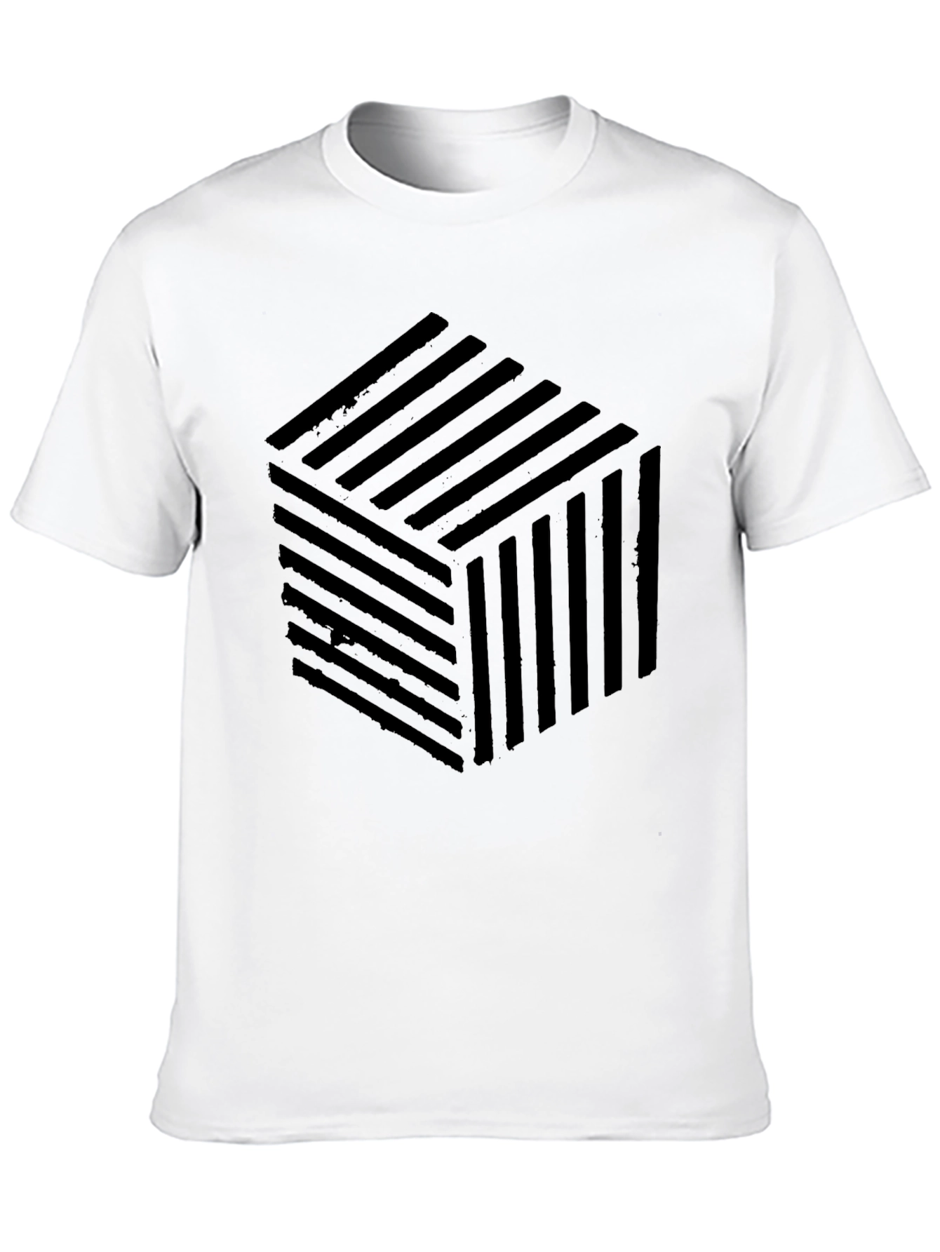 Abstract Cube Pattern Black T-Shirt