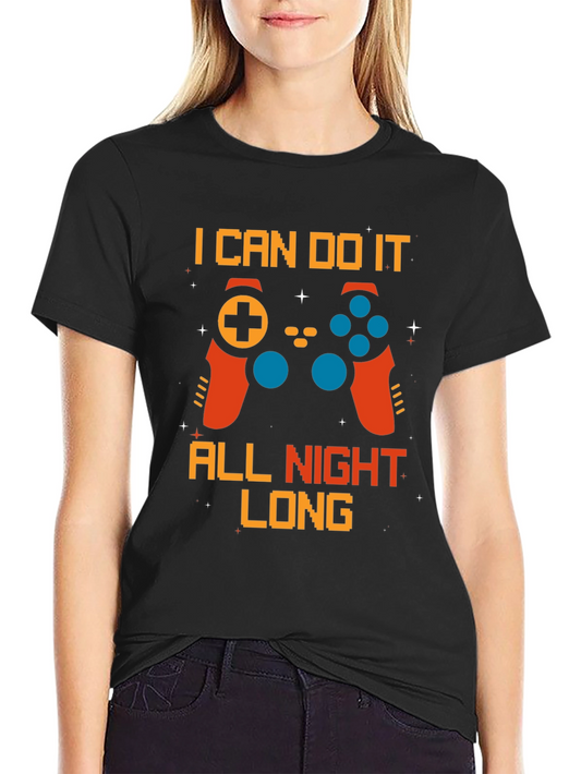 Gamer All Night Long Black T-Shirt