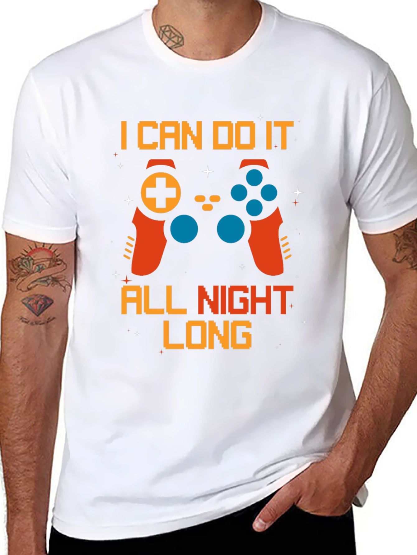 Gamer All Night Long Black T-Shirt