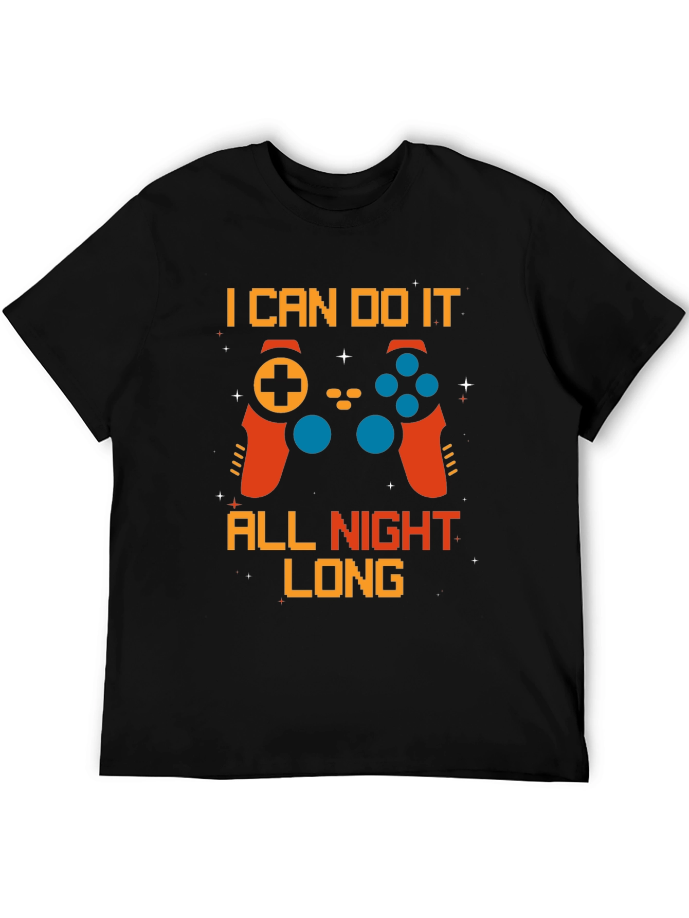 Gamer All Night Long Black T-Shirt