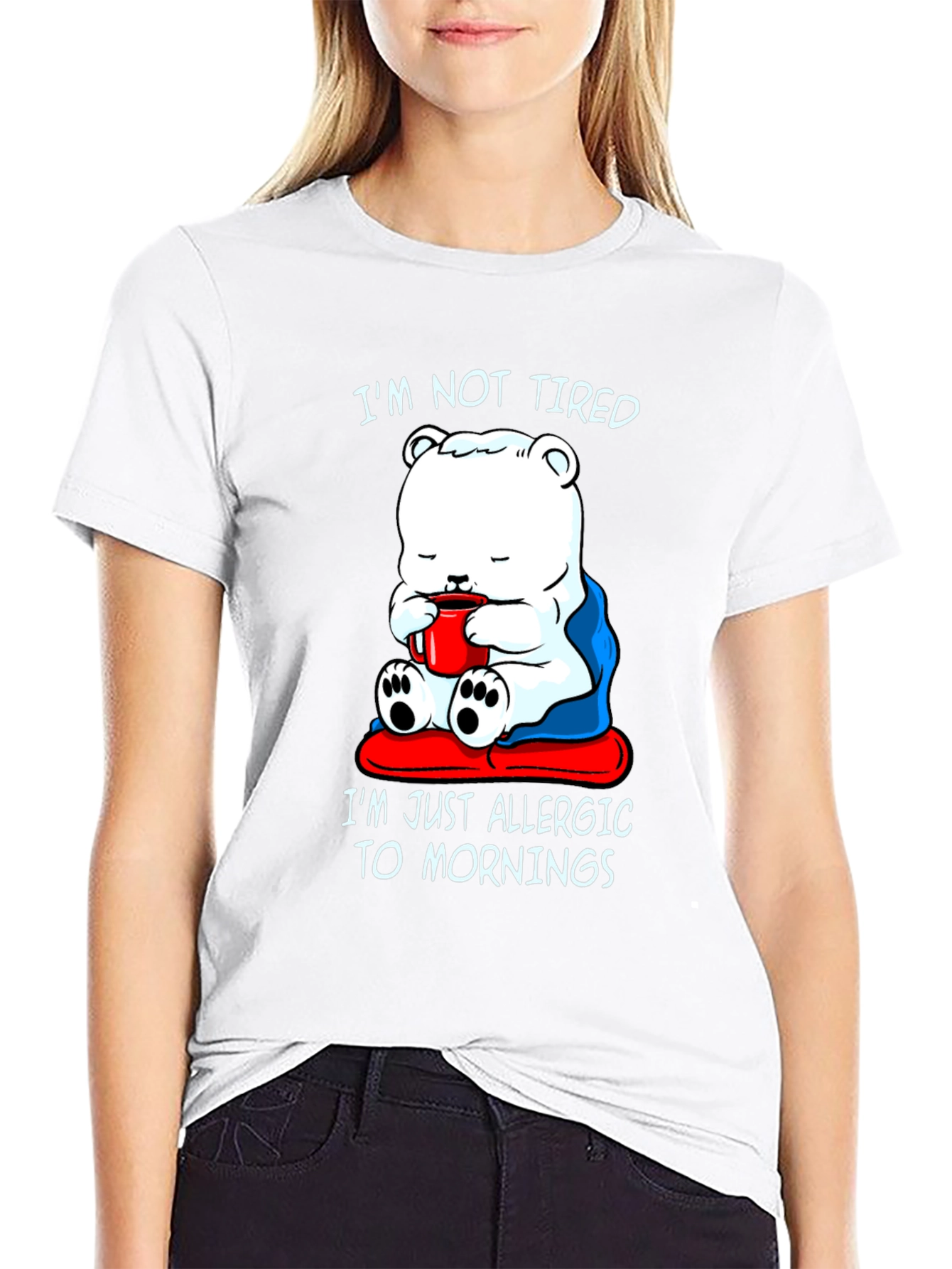 Funny Allergic to Mornings Bear T-Shirt