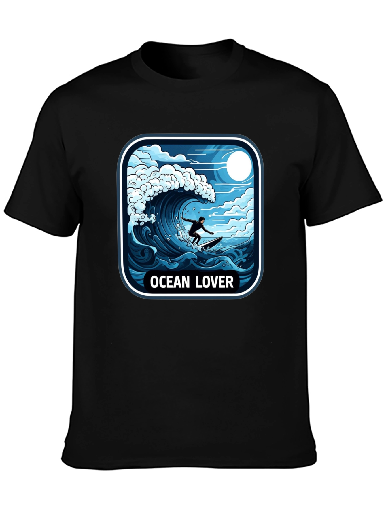 Ocean Lover Graphic Tee - Surfer Wave Design