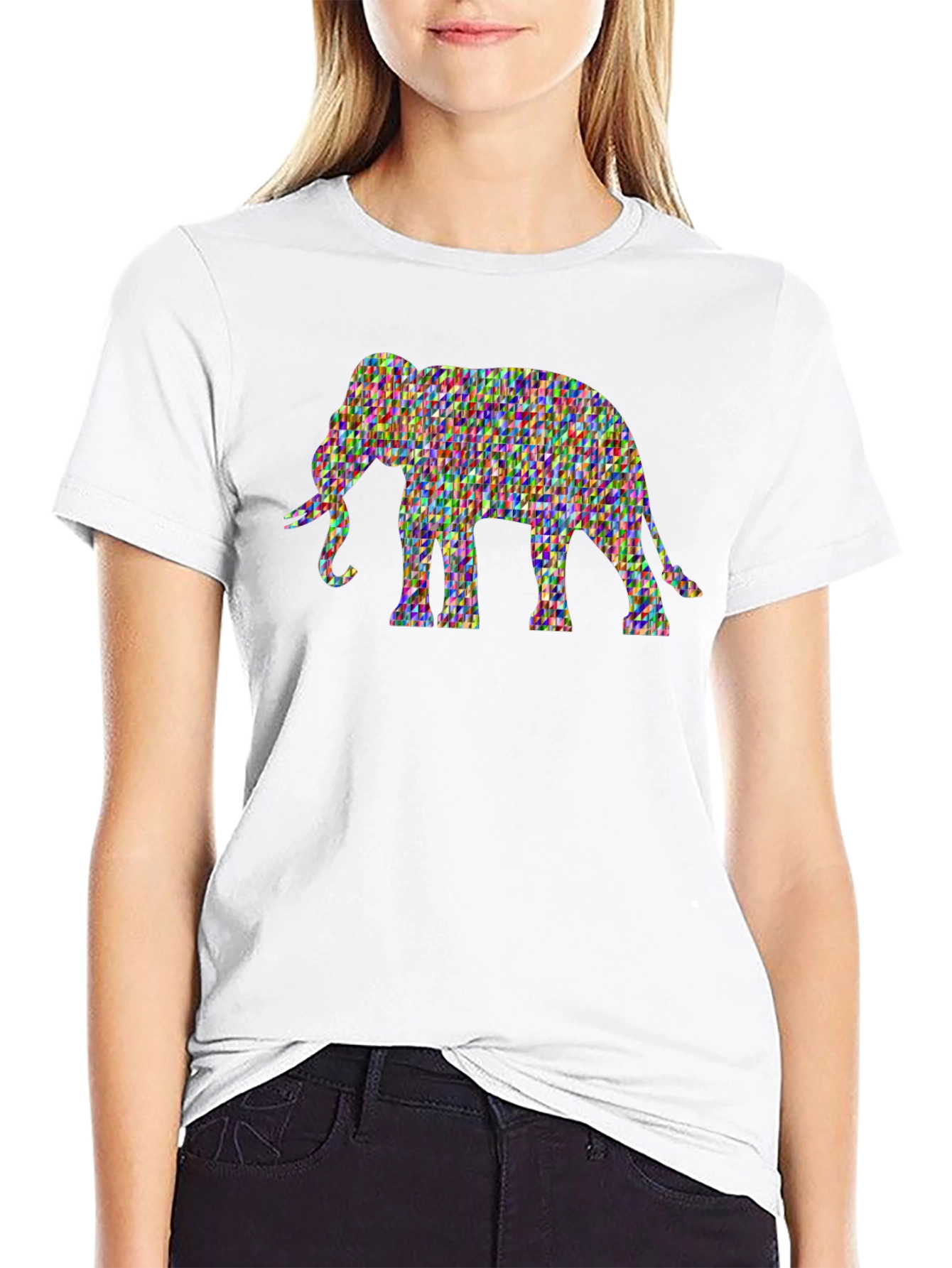 Geometric Elephant Tee - Artistic Black T-Shirt